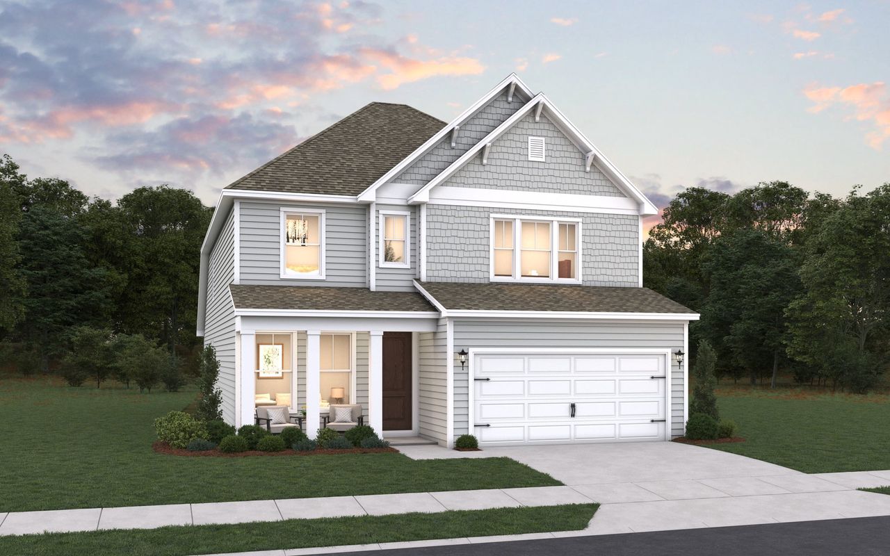 Front exterior of a new home in Briley Downs, Smyrna, TN, highlighting curb appeal (Image 2). Front exterior of a new home in Briley Downs, Smyrna, TN, highlighting curb appeal (Image 2).