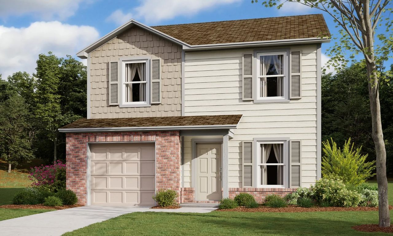 Representative exterior photo of a completed home built from the RC Berkleigh by Rausch Coleman Homes in Heritage Oaks, San Antonio, TX (Image 2). Representative exterior photo of a completed home built from the RC Berkleigh by Rausch Coleman Homes in Heritage Oaks, San Antonio, TX (Image 2).