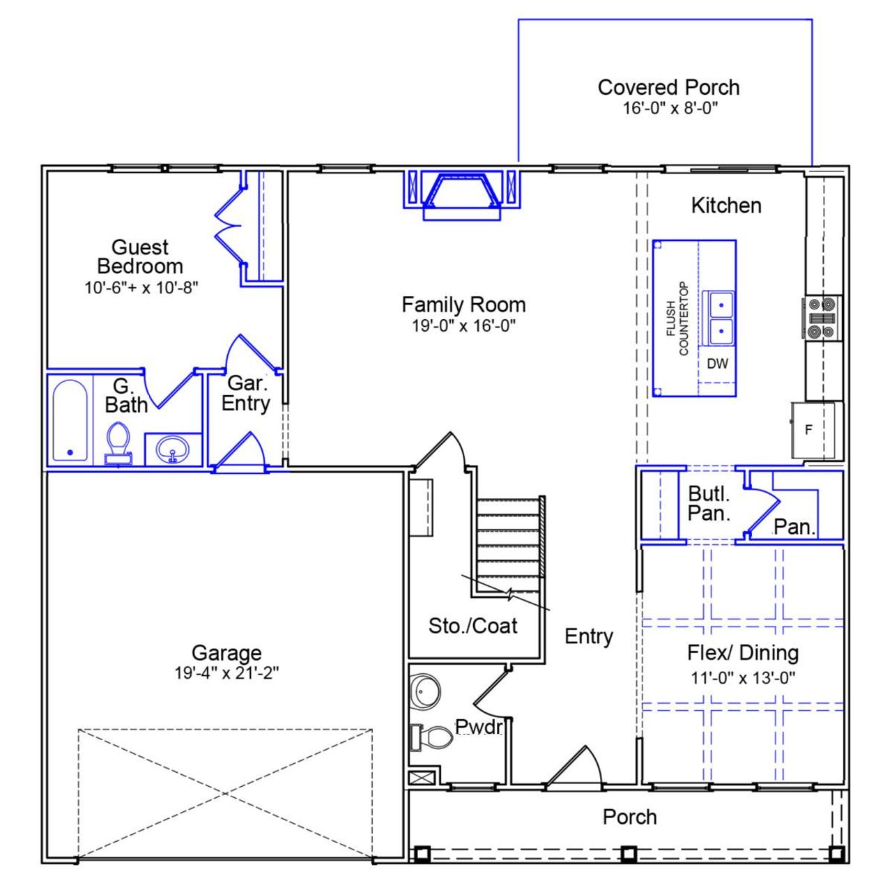 2D floor plan layout of this home in Pebble Branch, Chapin, SC (Image 2).