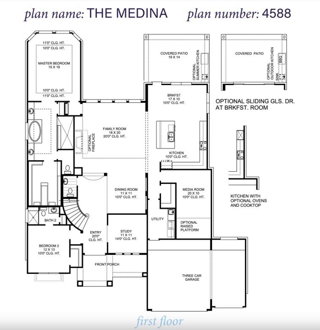 2D floor plan layout for the MEDINA 4588 by J. Patrick Homes in Jordan Ranch 70' Lots, Fulshear, TX (Image 2). 2D floor plan layout for the MEDINA 4588 by J. Patrick Homes in Jordan Ranch 70' Lots, Fulshear, TX (Image 2).