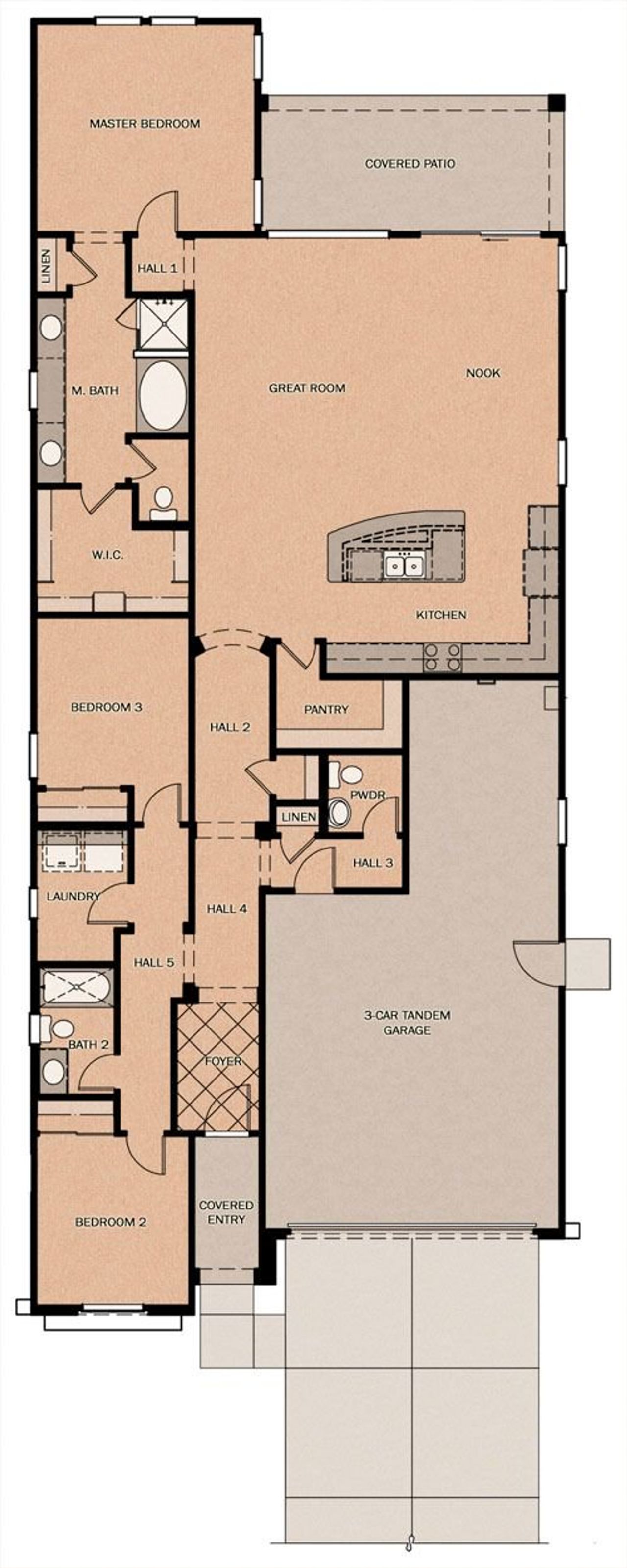 2D floor plan layout of this home in Meadows at Barney Farms, Queen Creek, AZ (Image 2).