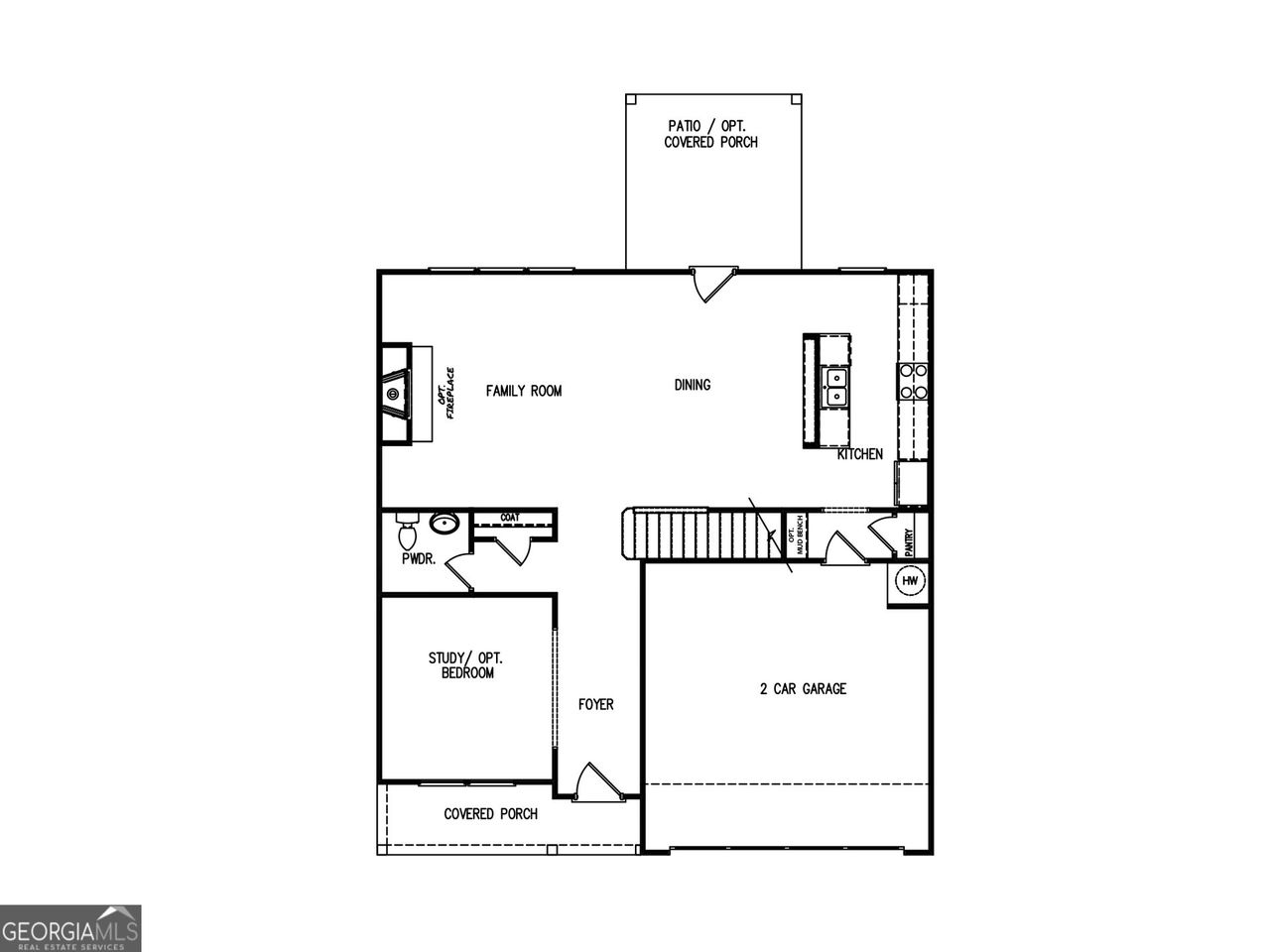 2D floor plan layout of this home in Ellington Farms, Statham, GA (Image 2). 2D floor plan layout of this home in Ellington Farms, Statham, GA (Image 2).