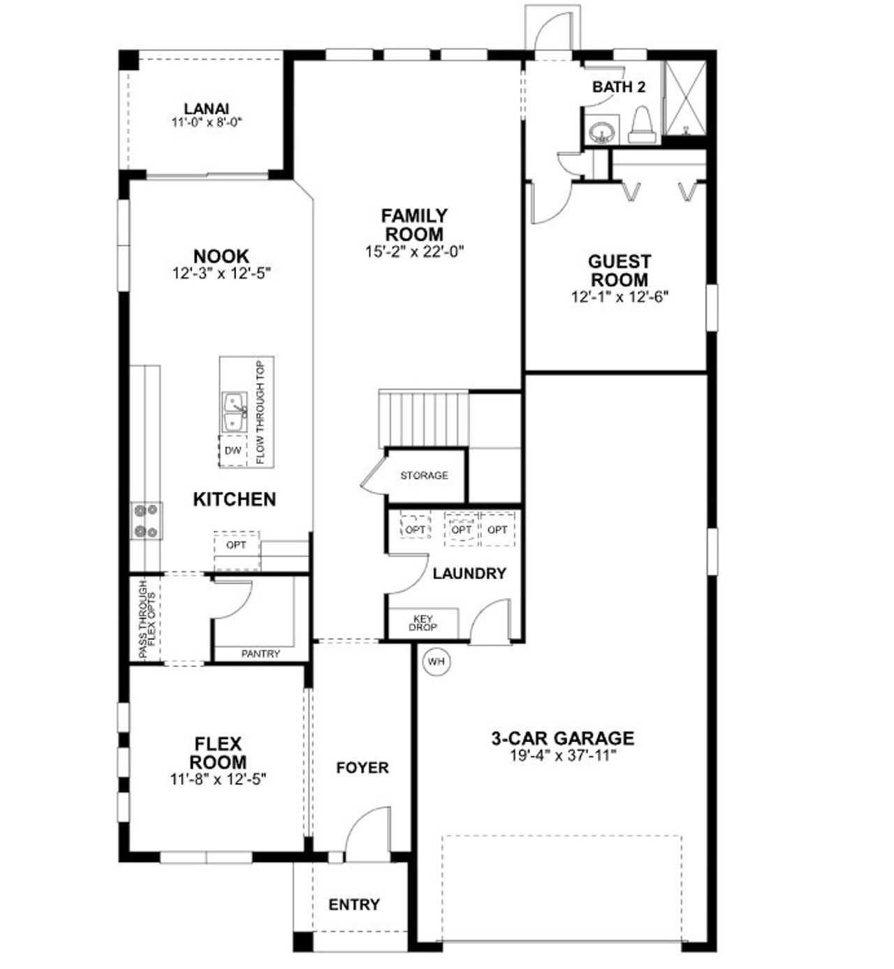 2D floor plan layout of this home in Estates at Rivercrest, Sanford, FL (Image 2).