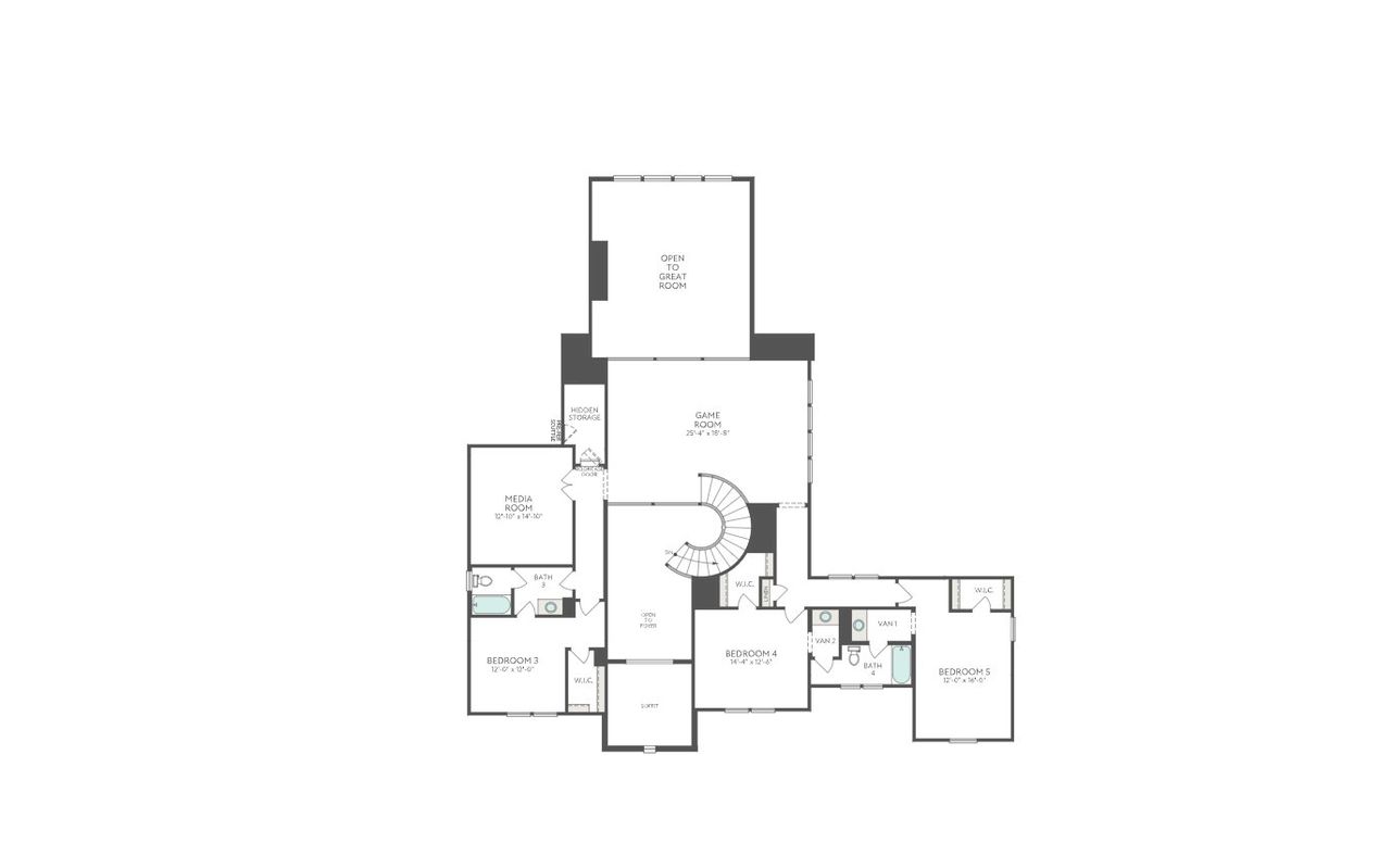 2D floor plan layout for the Camden by Tri Pointe Homes in Dunham Pointe, Cypress, TX (Image 2).