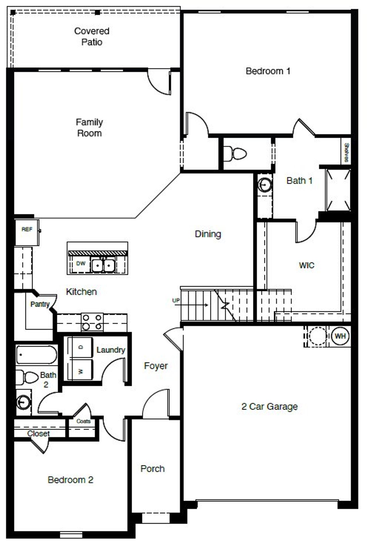 2D floor plan layout of this home in Rock Creek West, Fort Worth, TX (Image 2).