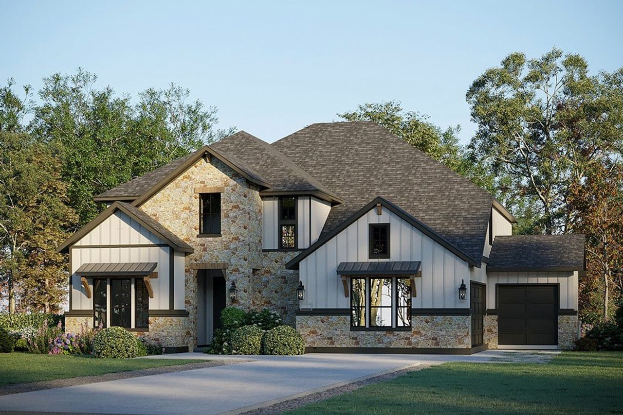 Representative exterior photo of a completed home built from the Roosevelt 5237 by GFO Home in Eagle’s Estates, Burleson, TX (Image 2).
