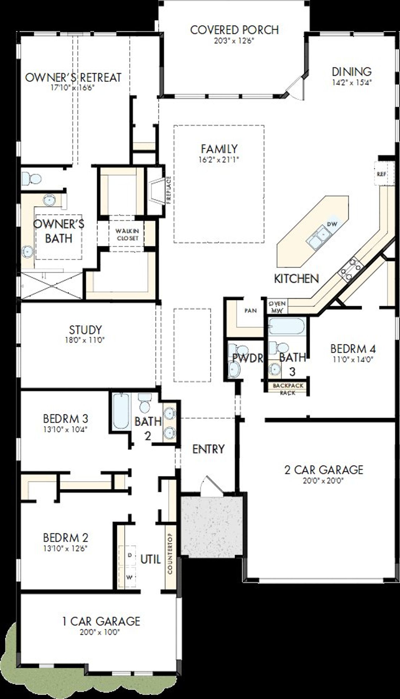 2D floor plan layout of this home in Redden Farms - Manor Series, Midlothian, TX (Image 2).
