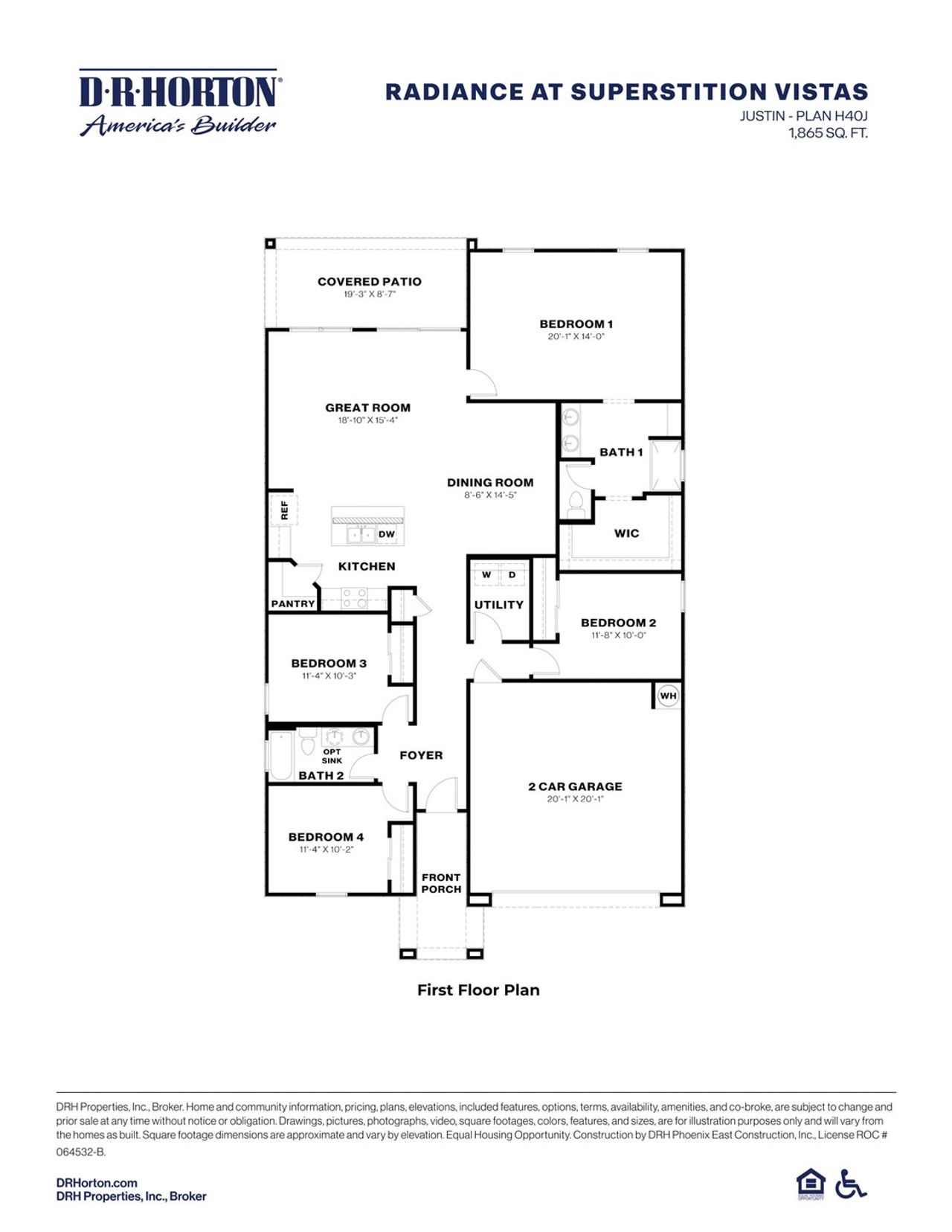 2D floor plan layout of this home in Radiance at Superstition Vistas, Apache Junction, AZ (Image 2).
