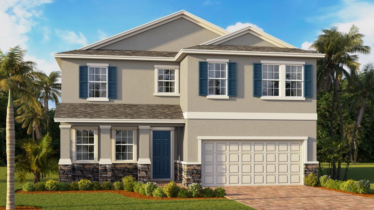 Representative exterior photo of a completed home built from the Coral by D.R. Horton in Palmetto Landing at Babcock Ranch, Punta Gorda, FL (Image 2).