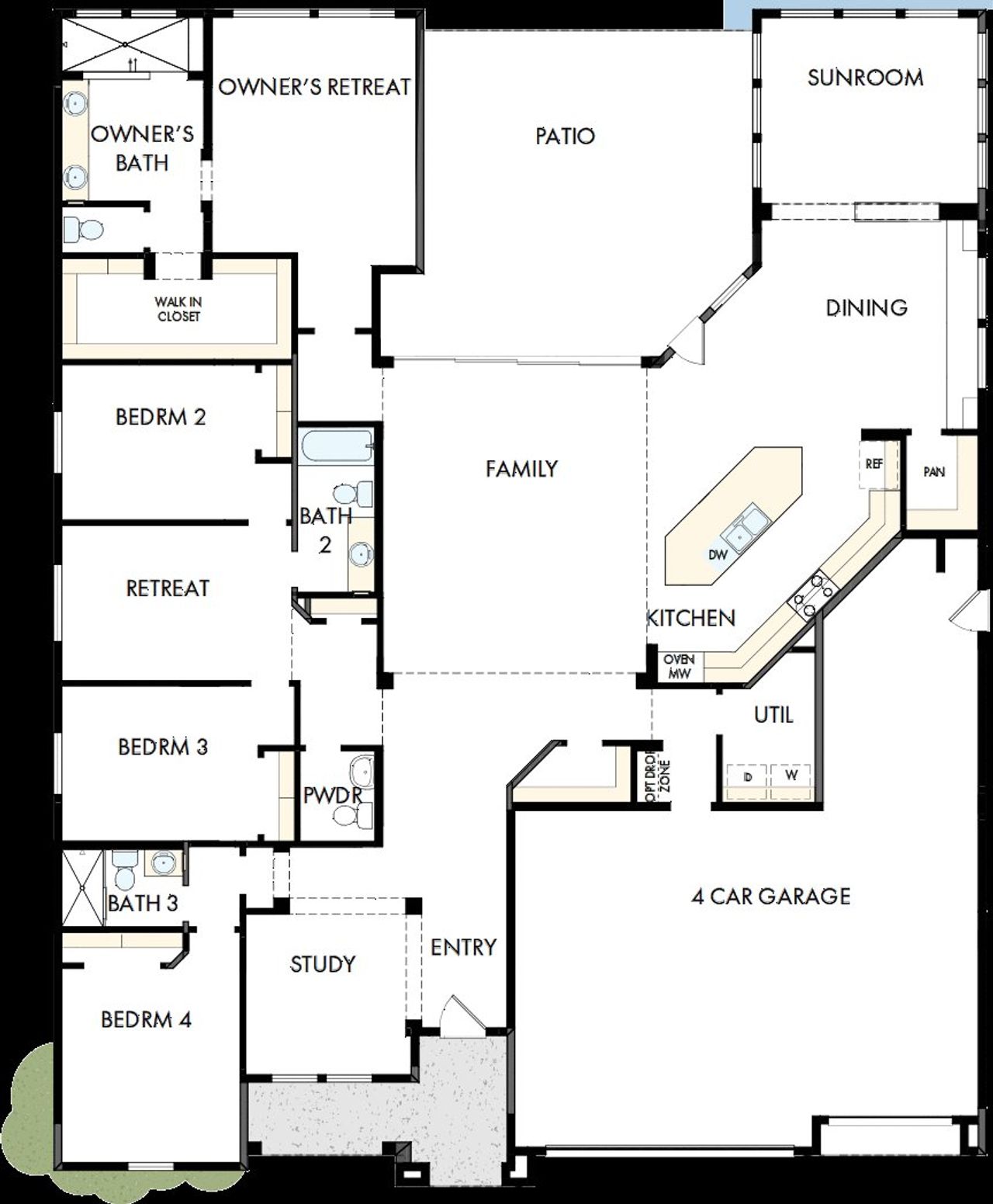 2D floor plan layout of this home in Sentiero at Windrose, Waddell, AZ (Image 2).