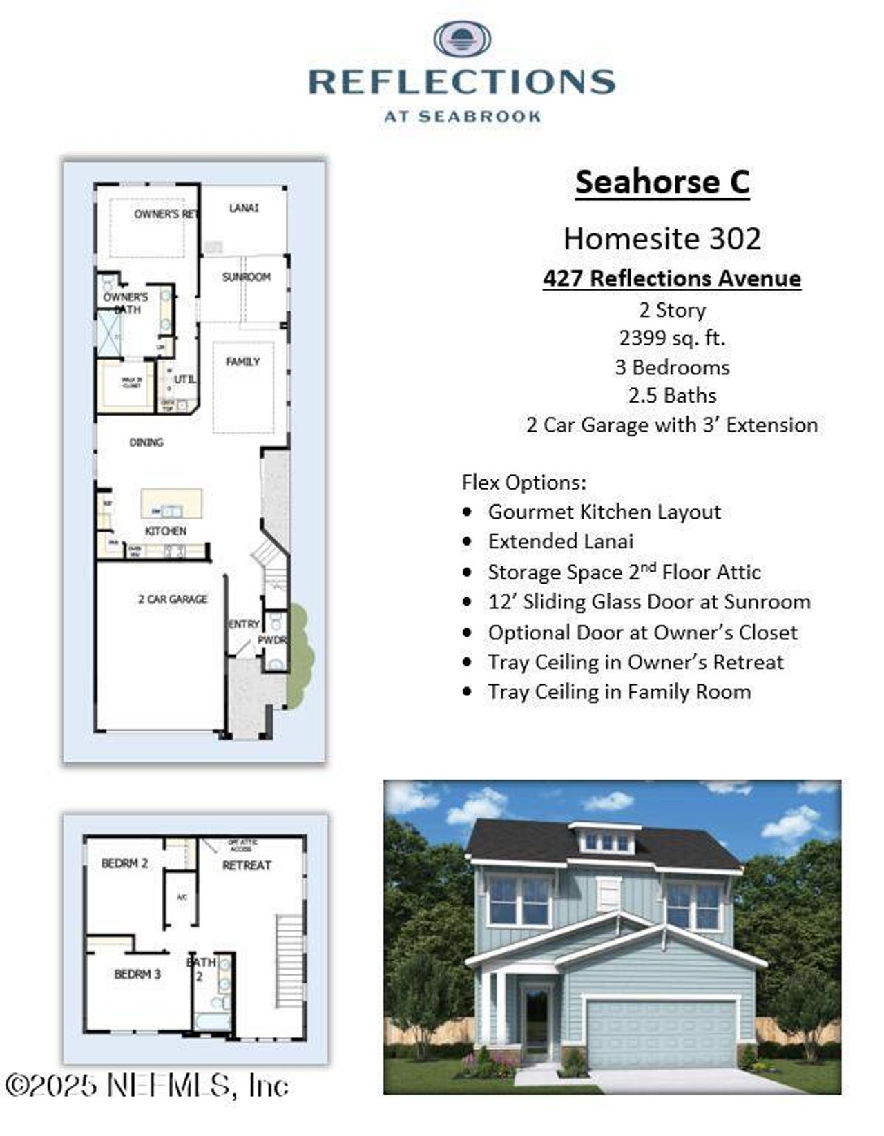 2D floor plan layout of this home in Reflections 40' Front Load, Ponte Vedra, FL (Image 2).