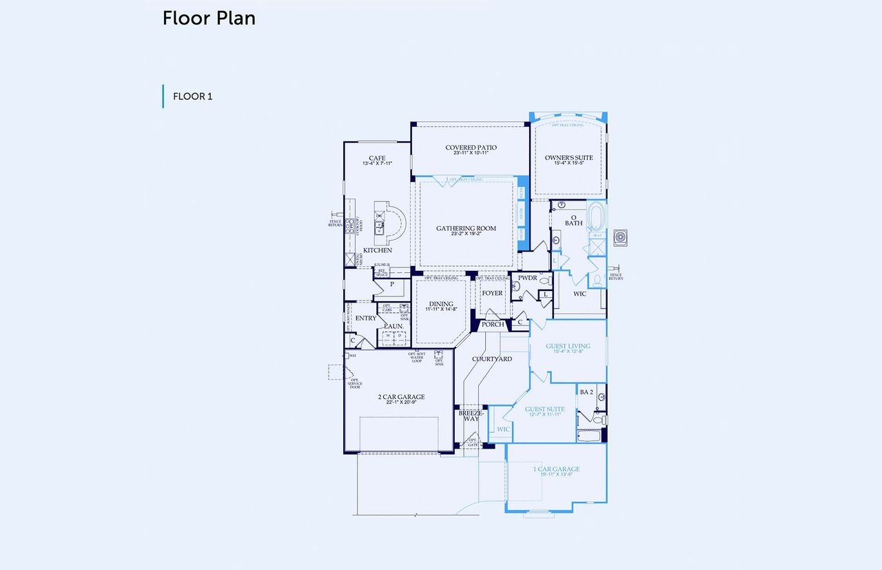 2D floor plan layout of this home in Sun City Anthem at Merrill Ranch, Florence, AZ (Image 2).