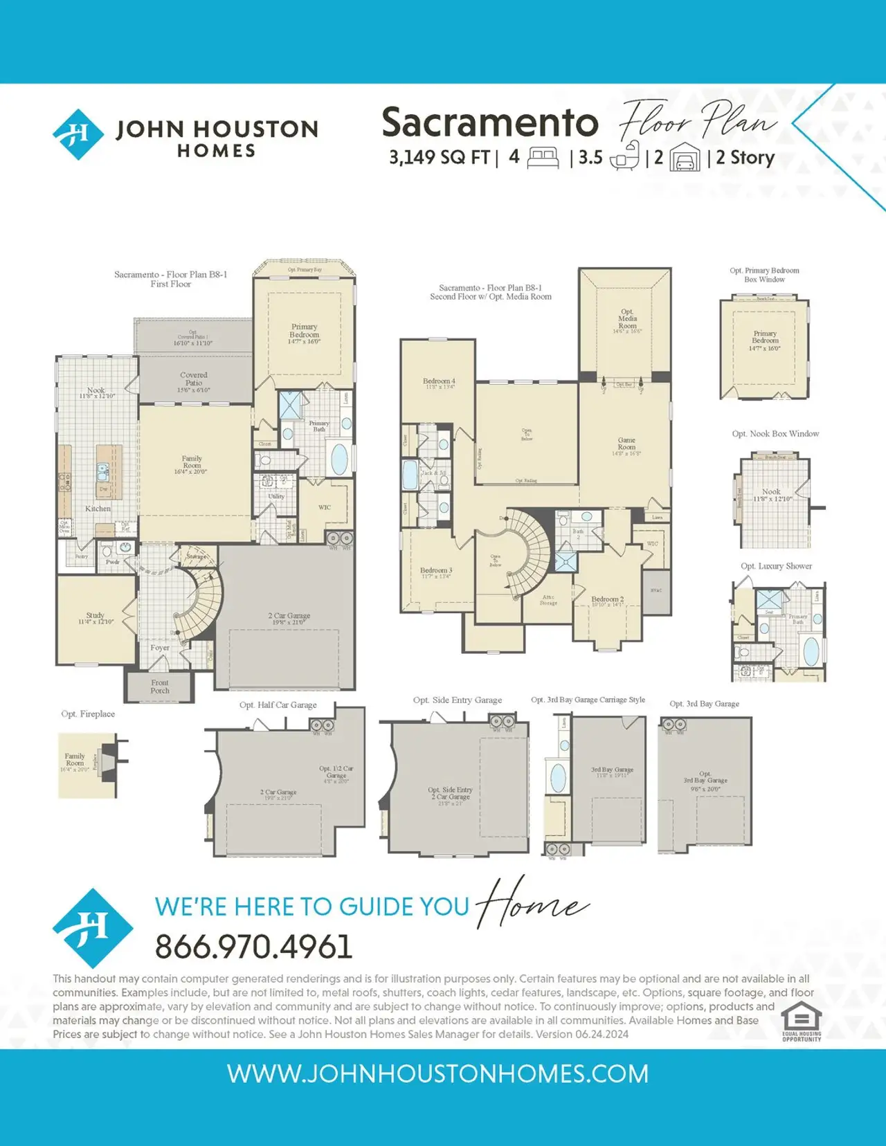 2D floor plan layout for the Sacramento by John Houston Homes in Redden Farms, Midlothian, TX (Image 2).