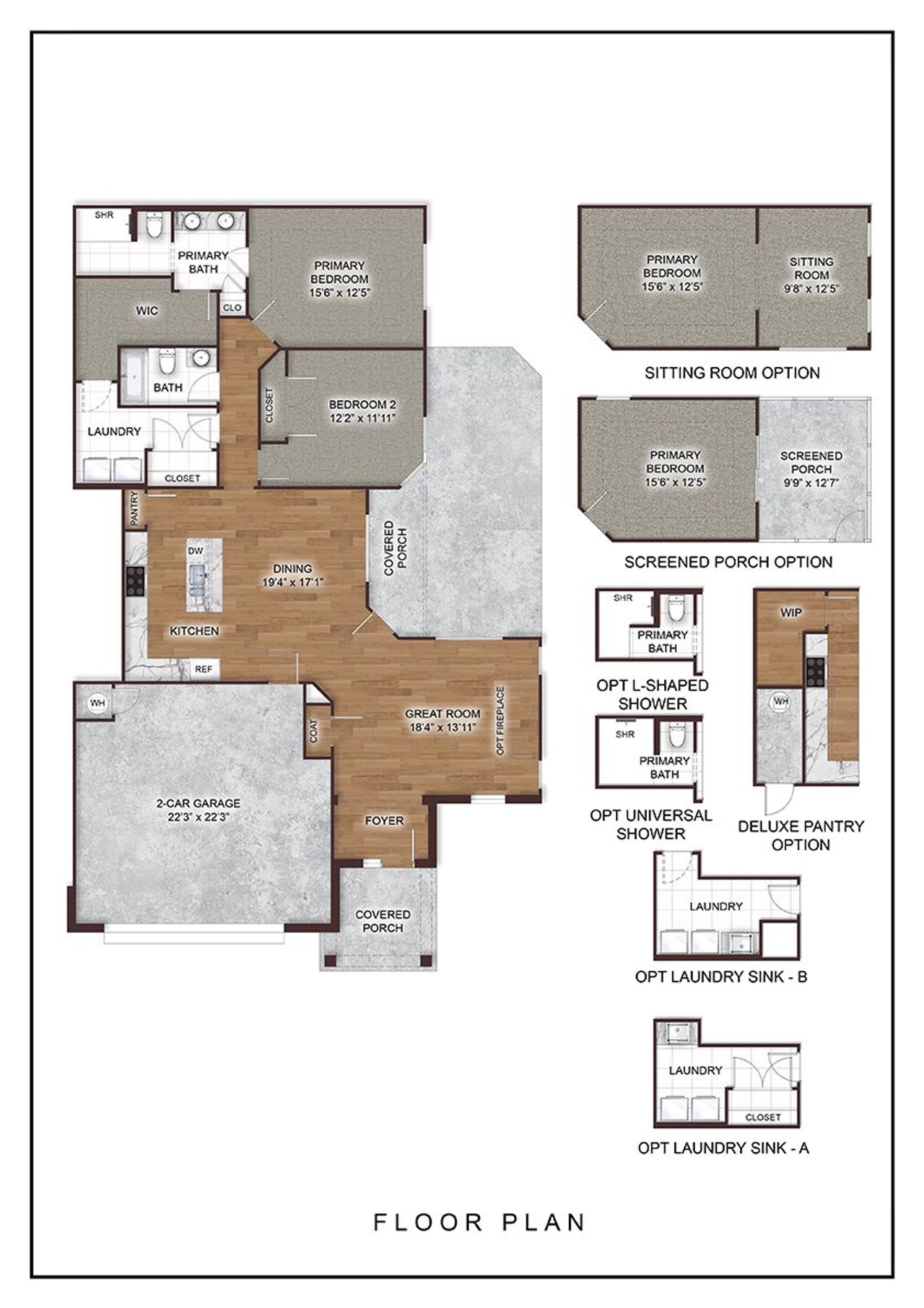 2D floor plan layout for the Palazzo by Perfection Builders in The Courtyards at Oakland Hills, Louisville, KY (Image 2).