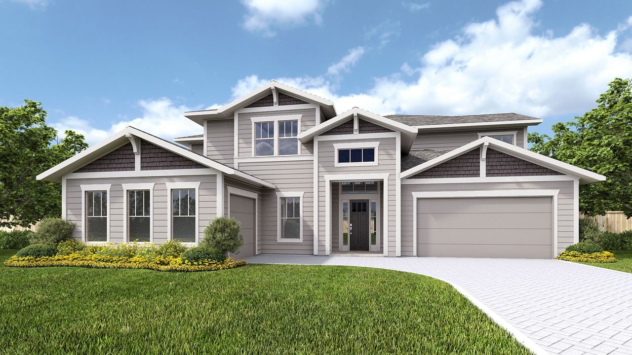 Representative exterior photo of a completed home built from the 4569MC by MasterCraft Builder Group in SilverLeaf, St. Augustine, FL (Image 2).