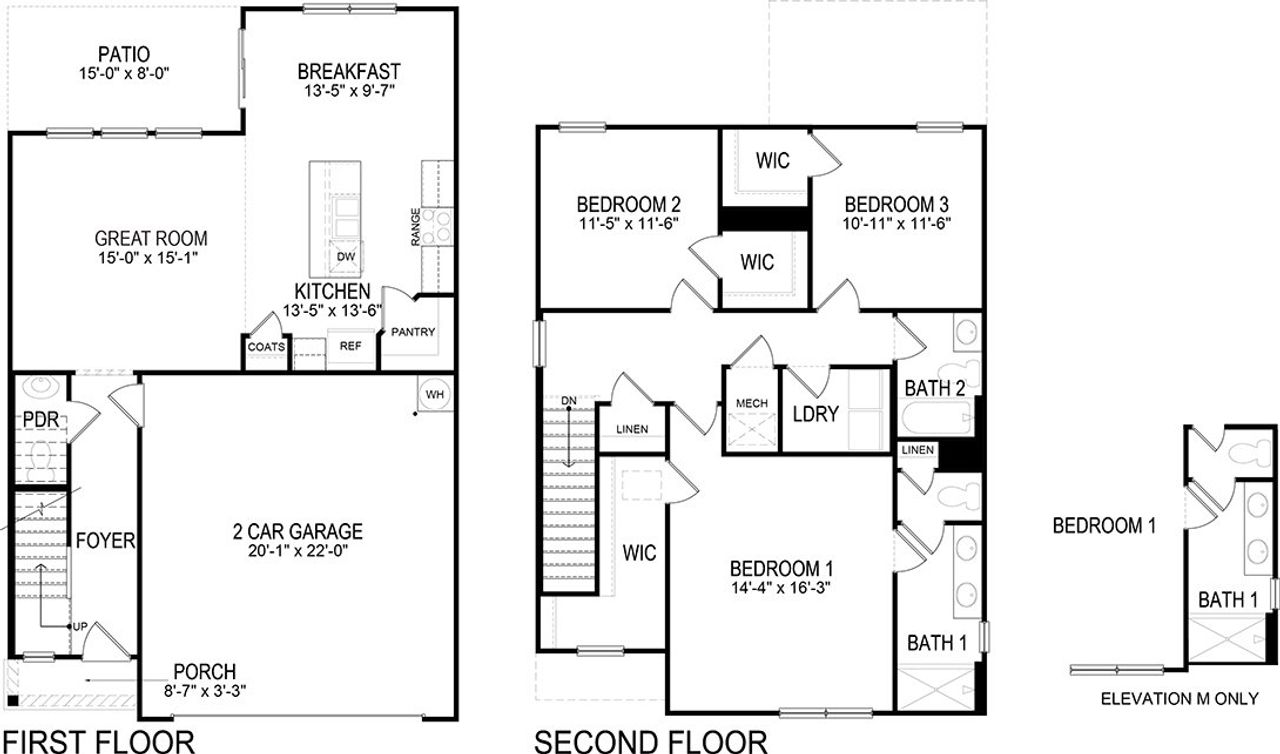 2D floor plan layout of this home in Johnson Farms, Greeneville, TN (Image 2).