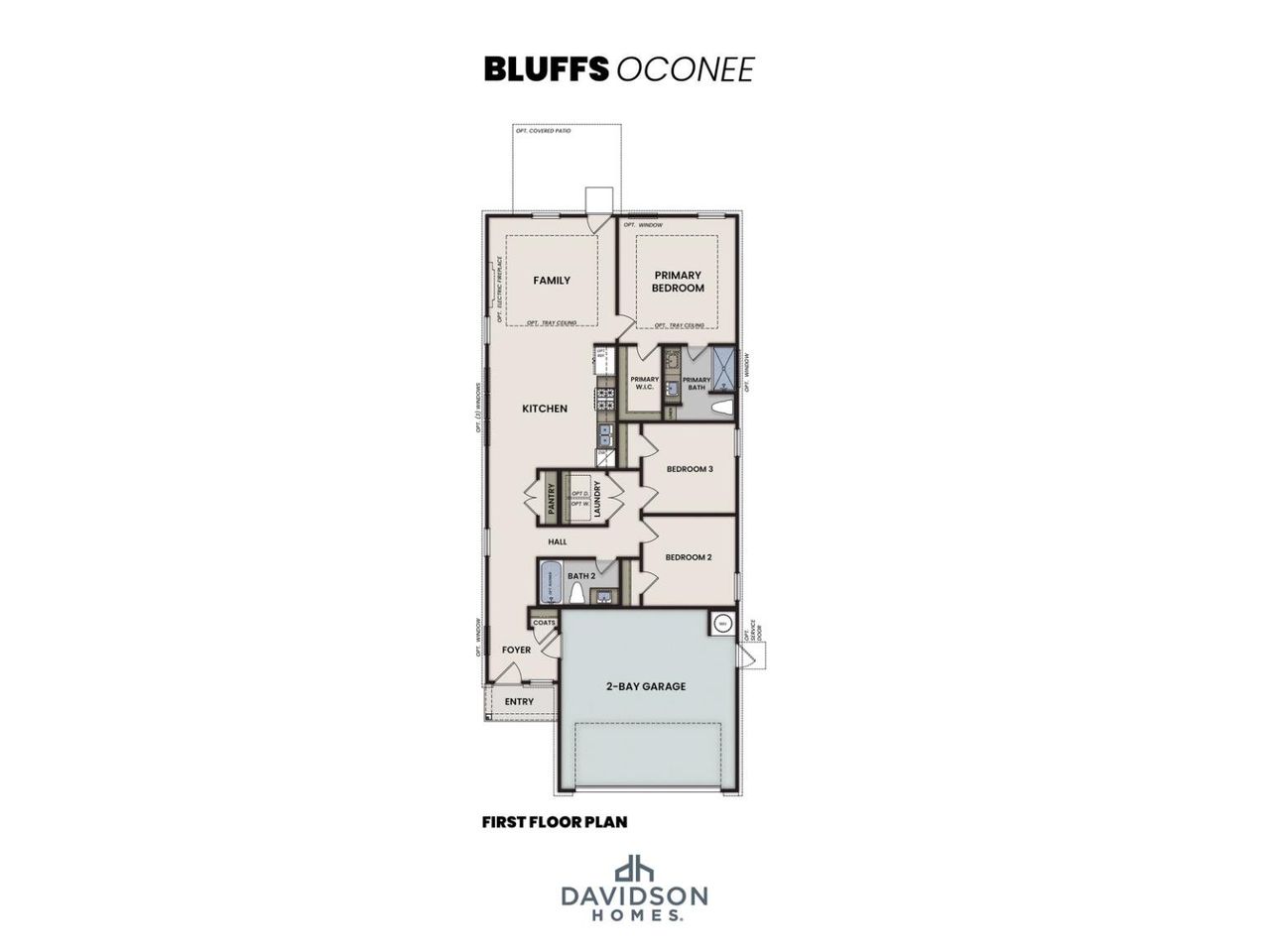 2D floor plan layout for the The Oconee C by Davidson Homes LLC in Greene Farm, Cartersville, GA (Image 2).