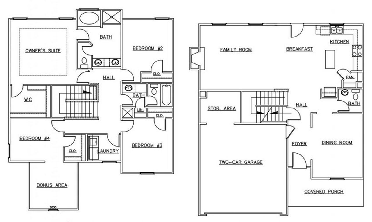 2D floor plan layout for the Sycamore by Keystone Communities in Benson Estates, Dallas, GA (Image 2).