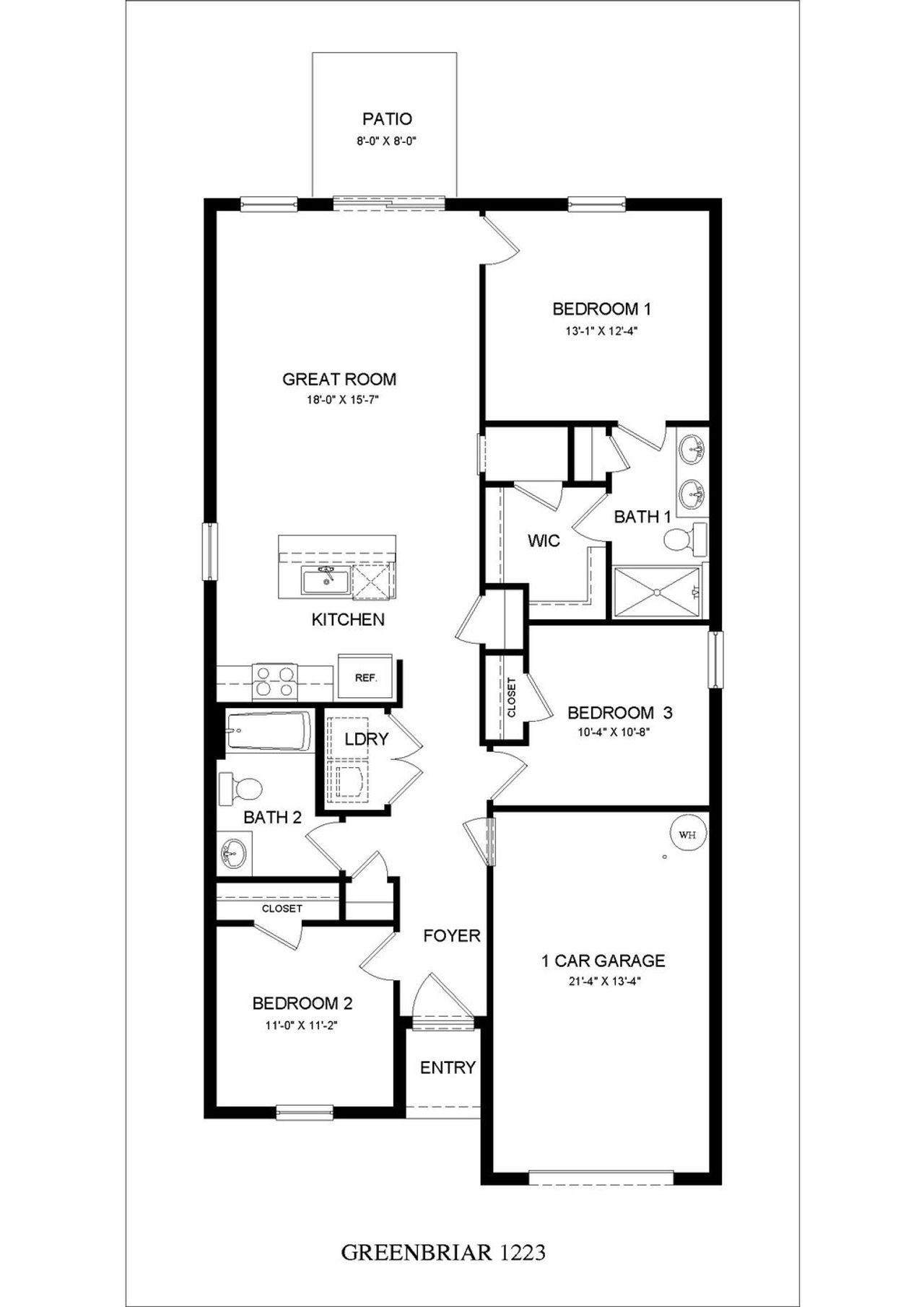 2D floor plan layout of this home in Asher Park, Lehigh Acres, FL (Image 2).