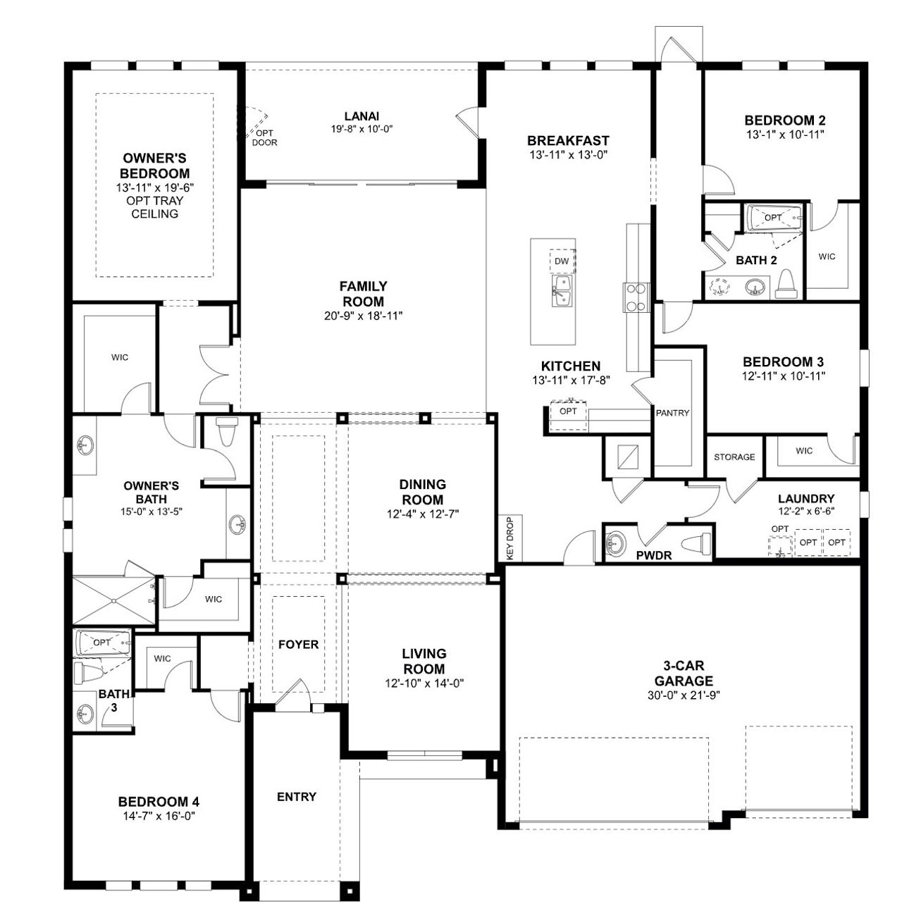 2D floor plan layout of this home in Hawk's Overlook, Oviedo, FL (Image 2).