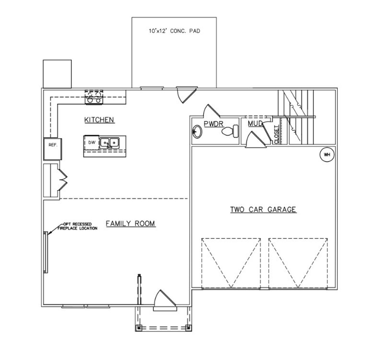 2D floor plan layout for the Russell - Single Family Homes by Dream Finders Homes in Evergreen Hills, Piedmont, SC (Image 2).