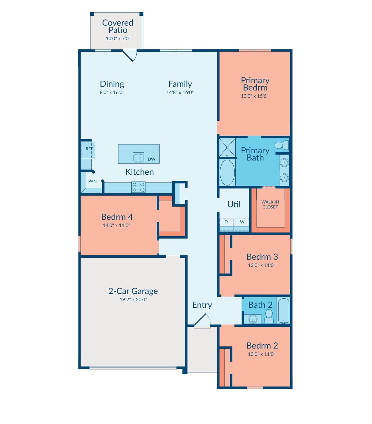 2D floor plan layout of this home in Meridiana, Manvel, TX (Image 2).