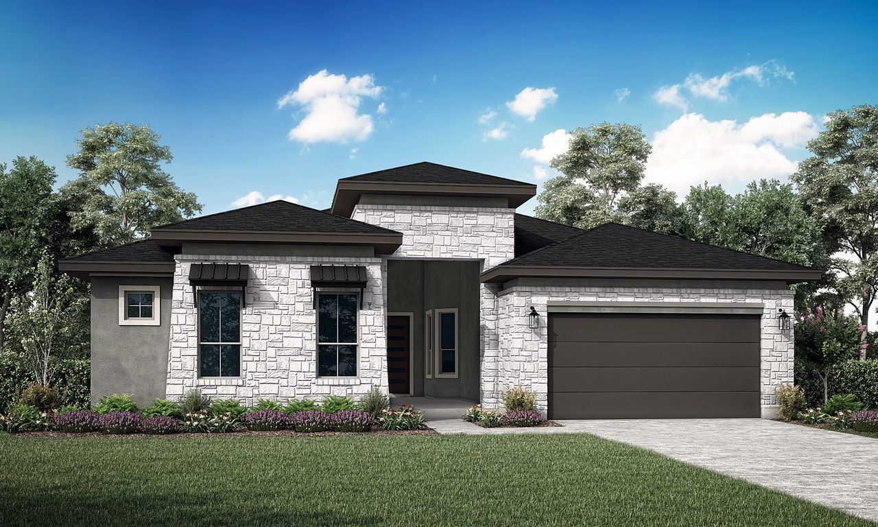 Representative exterior photo of a completed home built from the Rochelle by Sitterle Homes in Audubon 60’s, Magnolia, TX (Image 2). Representative exterior photo of a completed home built from the Rochelle by Sitterle Homes in Audubon 60’s, Magnolia, TX (Image 2).