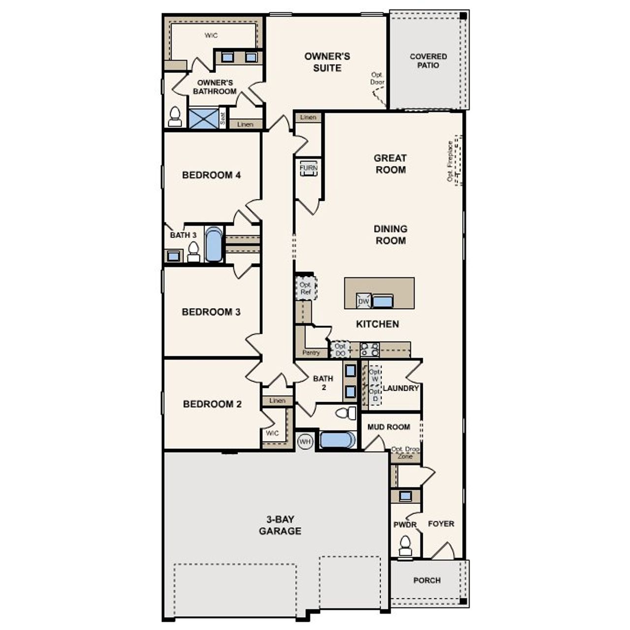 2D floor plan layout for the Grayton by Century Communities in Reserve East, Flagler Beach, FL (Image 2).