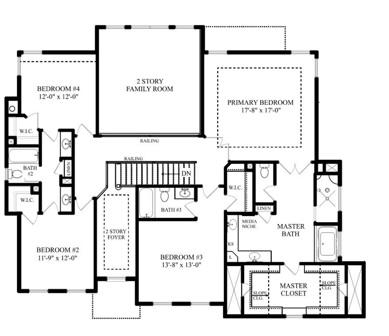 2D floor plan layout for the Longford by O'Dwyer Homes in Chattahoochee Reserve, Cumming, GA (Image 2).