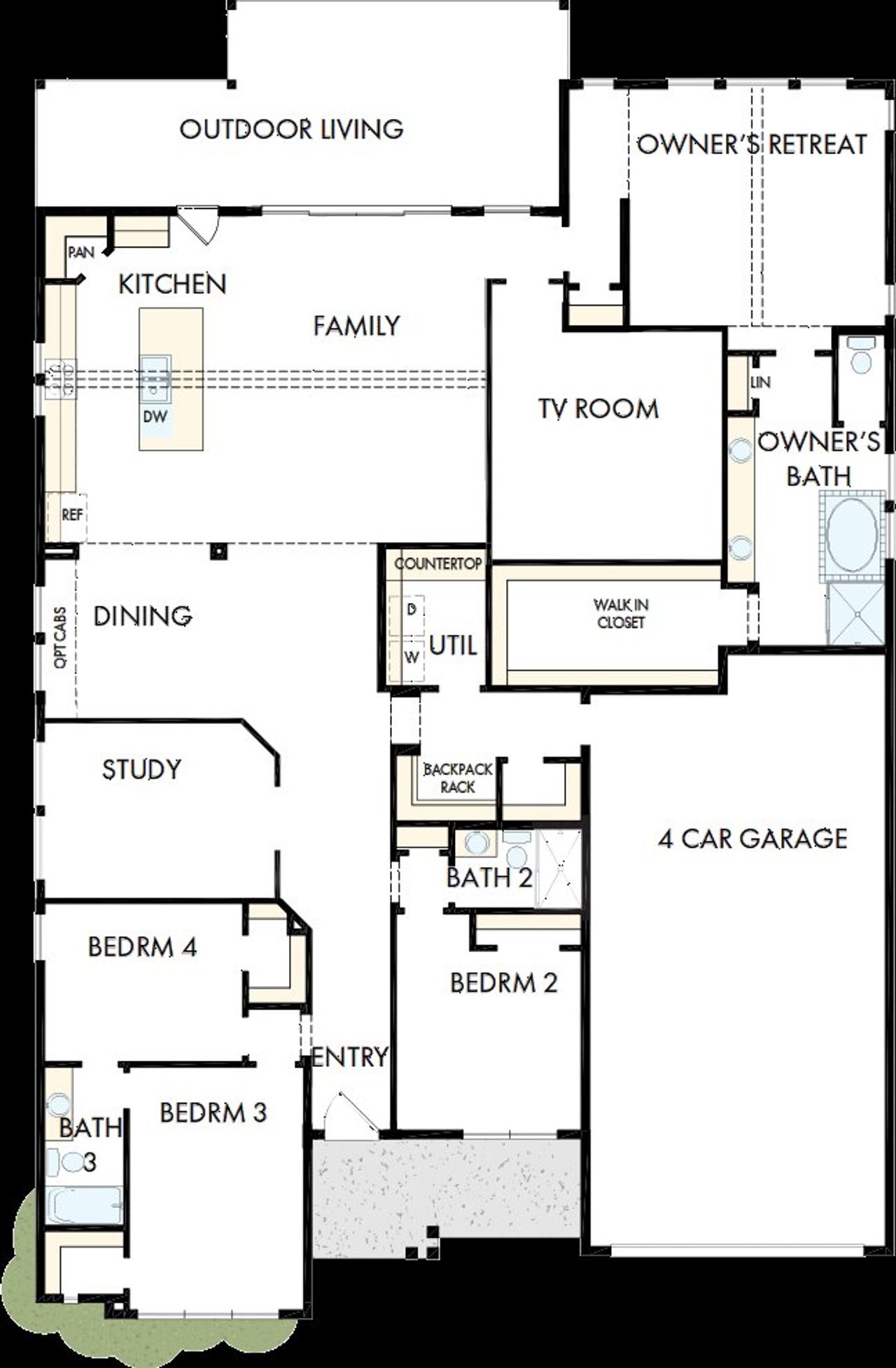 2D floor plan layout of this home in Dunham Pointe - Parkview Collection, Cypress, TX (Image 2).