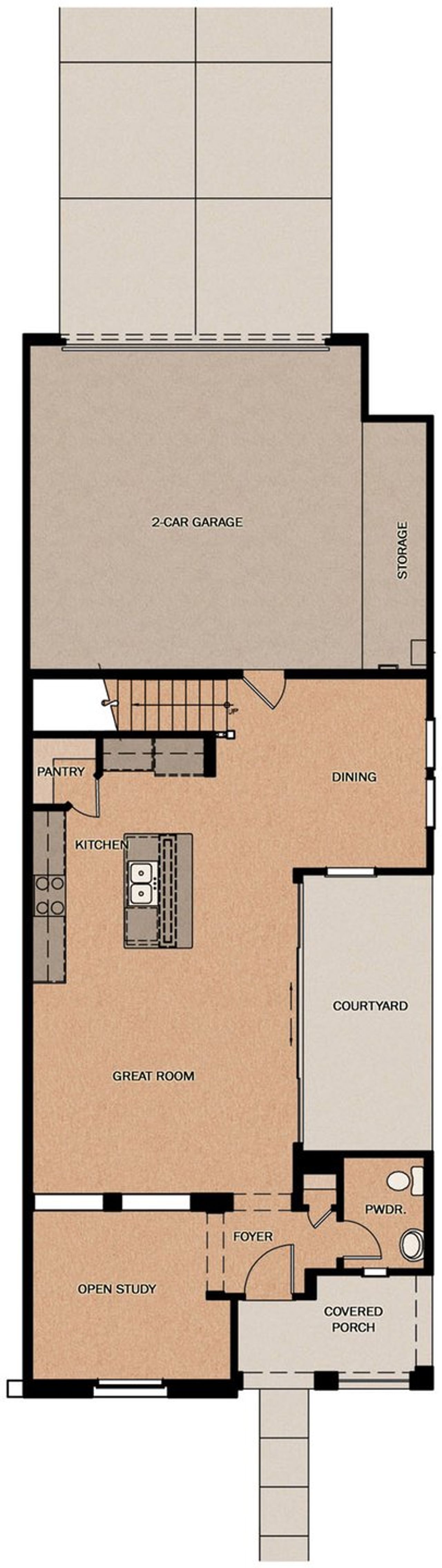 2D floor plan layout of this home in San Francisco at Prasada, Surprise, AZ (Image 2).