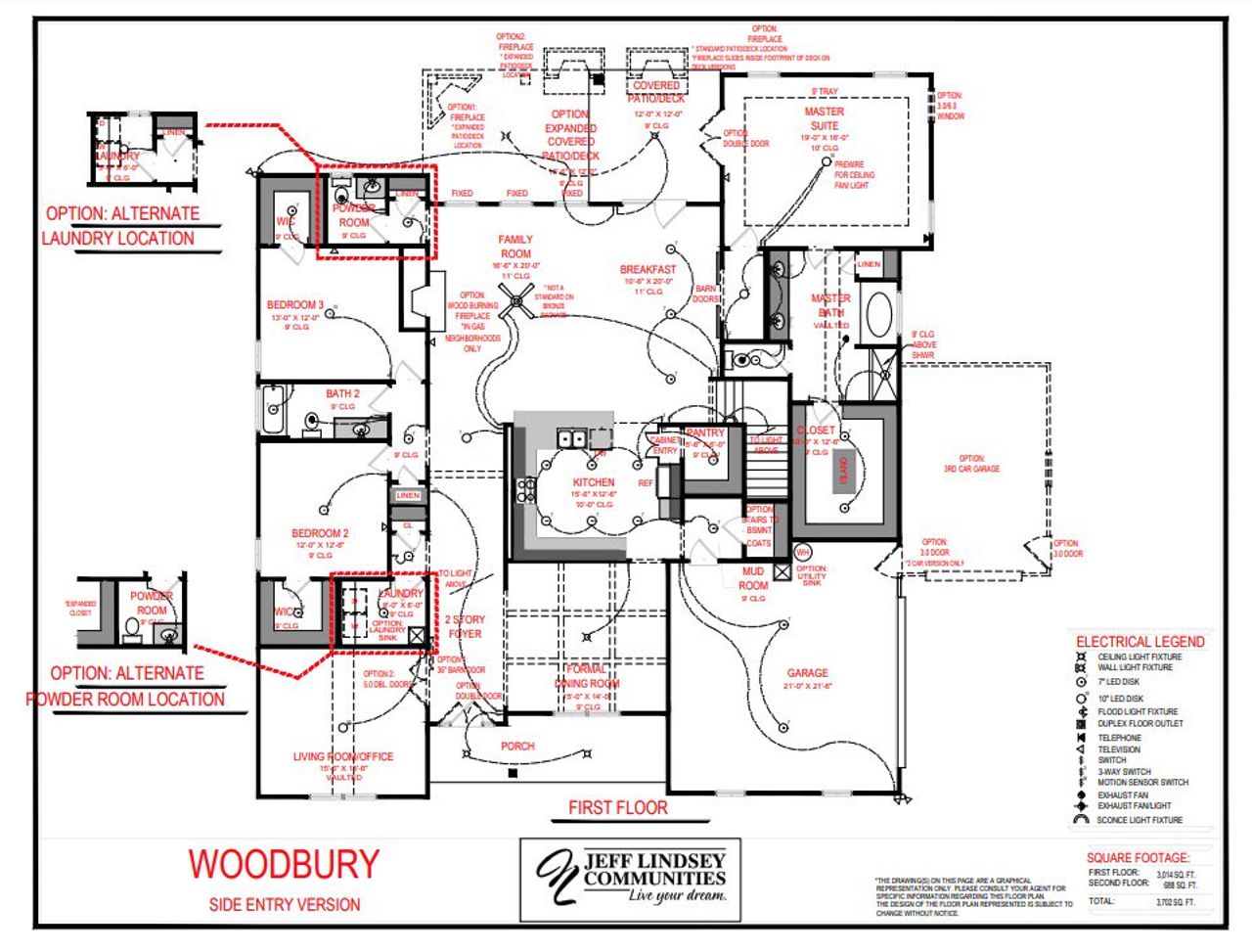 2D floor plan layout for the Woodbury A by Jeff Lindsey Communities in Belle Hall, Newnan, GA (Image 2).