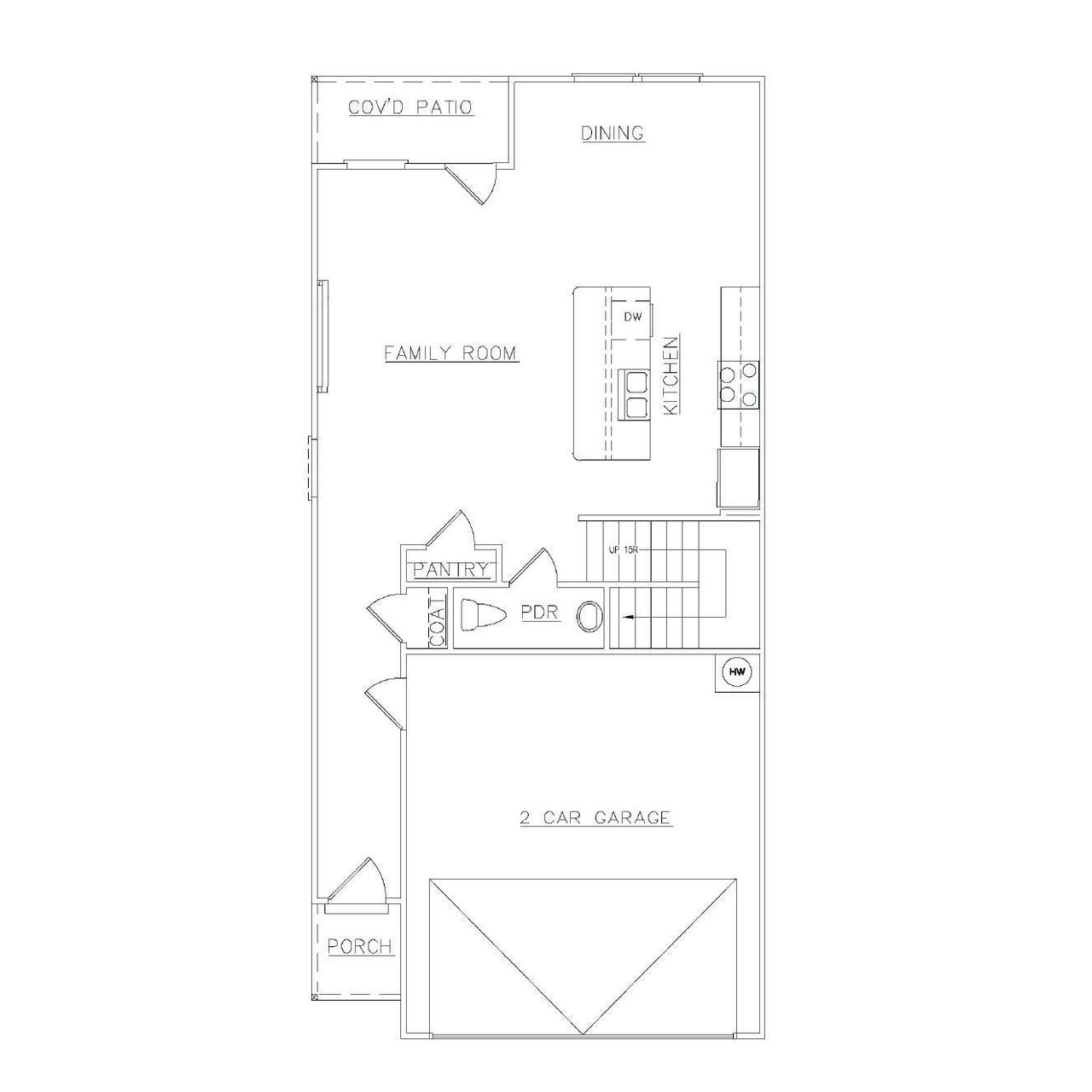 2D floor plan layout for the Monterey - Townhomes by Dream Finders Homes in Carolina, Palmetto, GA (Image 2).