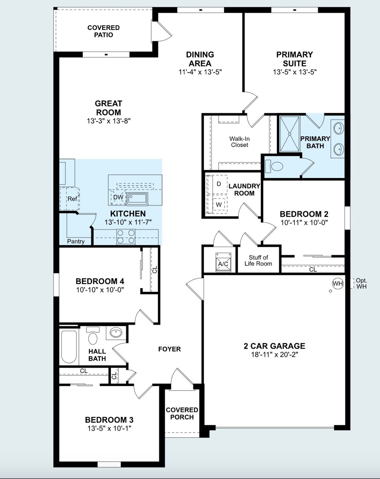 2D floor plan layout of this home in Aspire at Marion Oaks, Ocala, FL (Image 2).