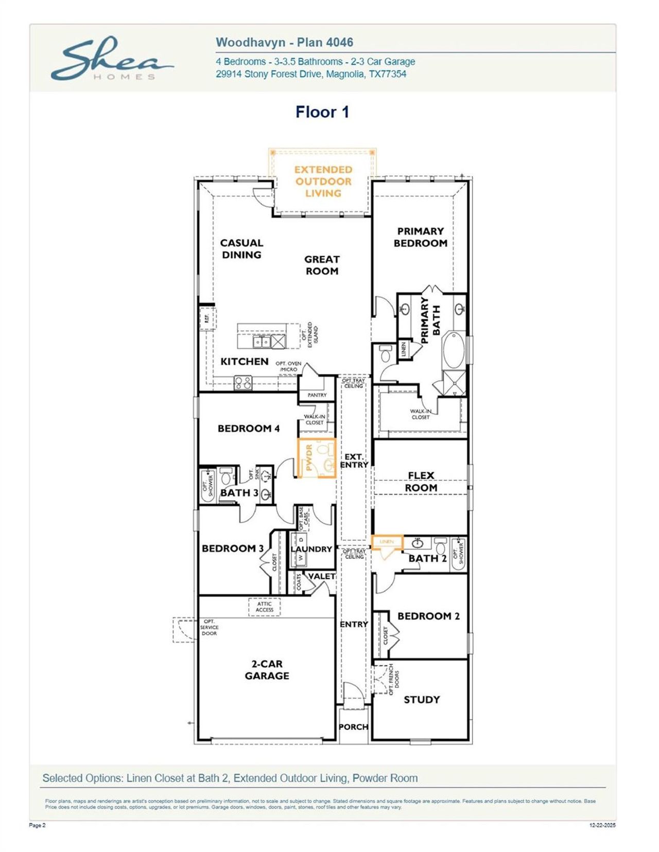 2D floor plan layout of this home in , Magnolia, TX (Image 2).