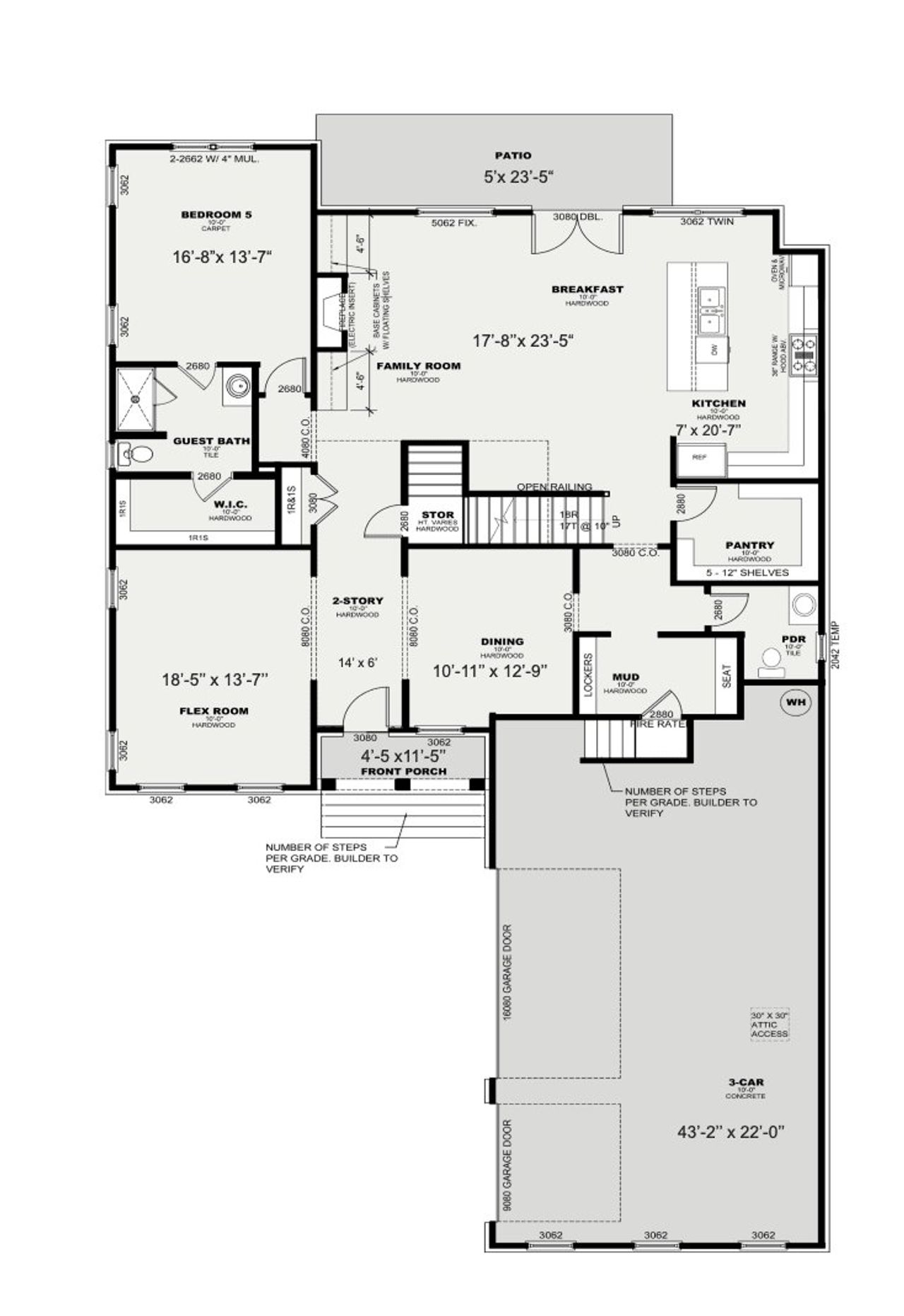 2D floor plan layout for the Lot 1 by Deluxeton Homes in Walton Creek Estates, Marietta, GA (Image 2).