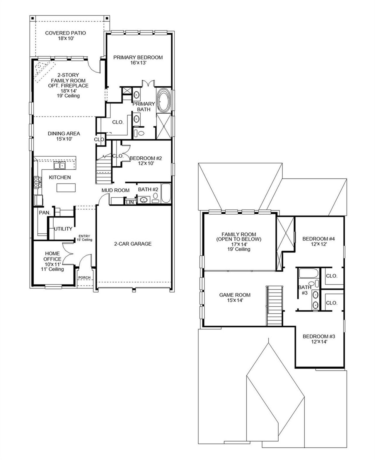 2D floor plan layout of this home in Lariat 45', Liberty Hill, TX (Image 2).