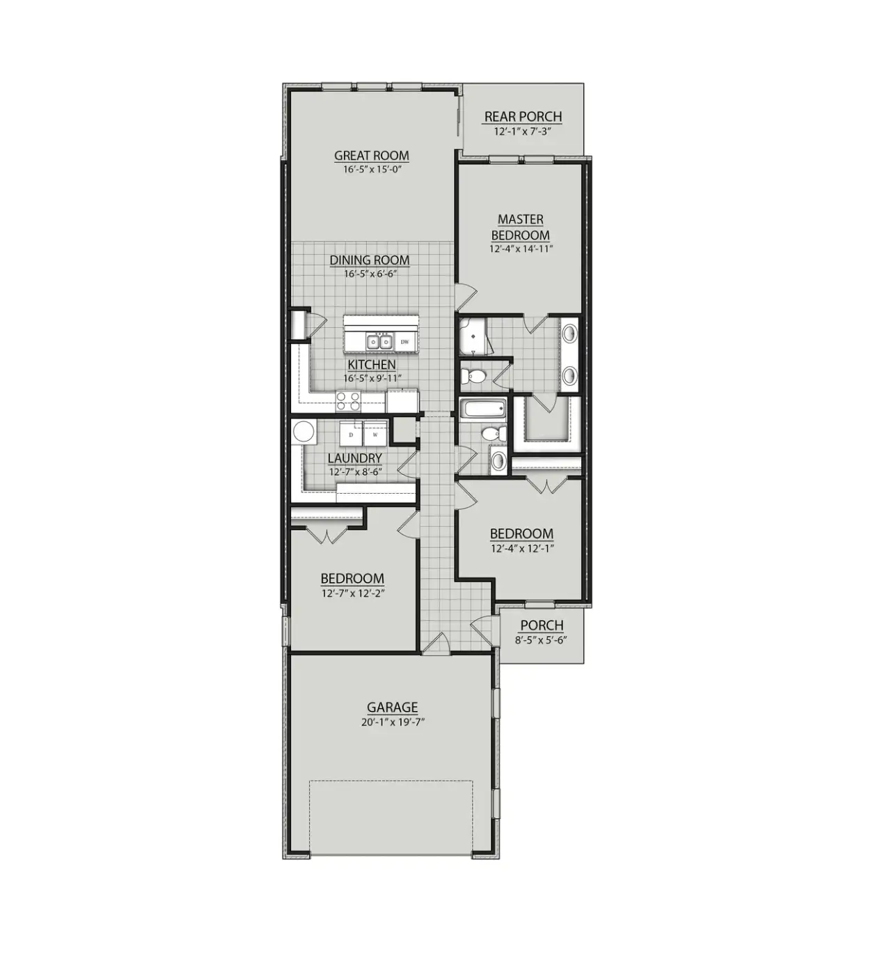 2D floor plan layout of this home in The Greens at Legacy Townhomes, Springfield, TN (Image 2).