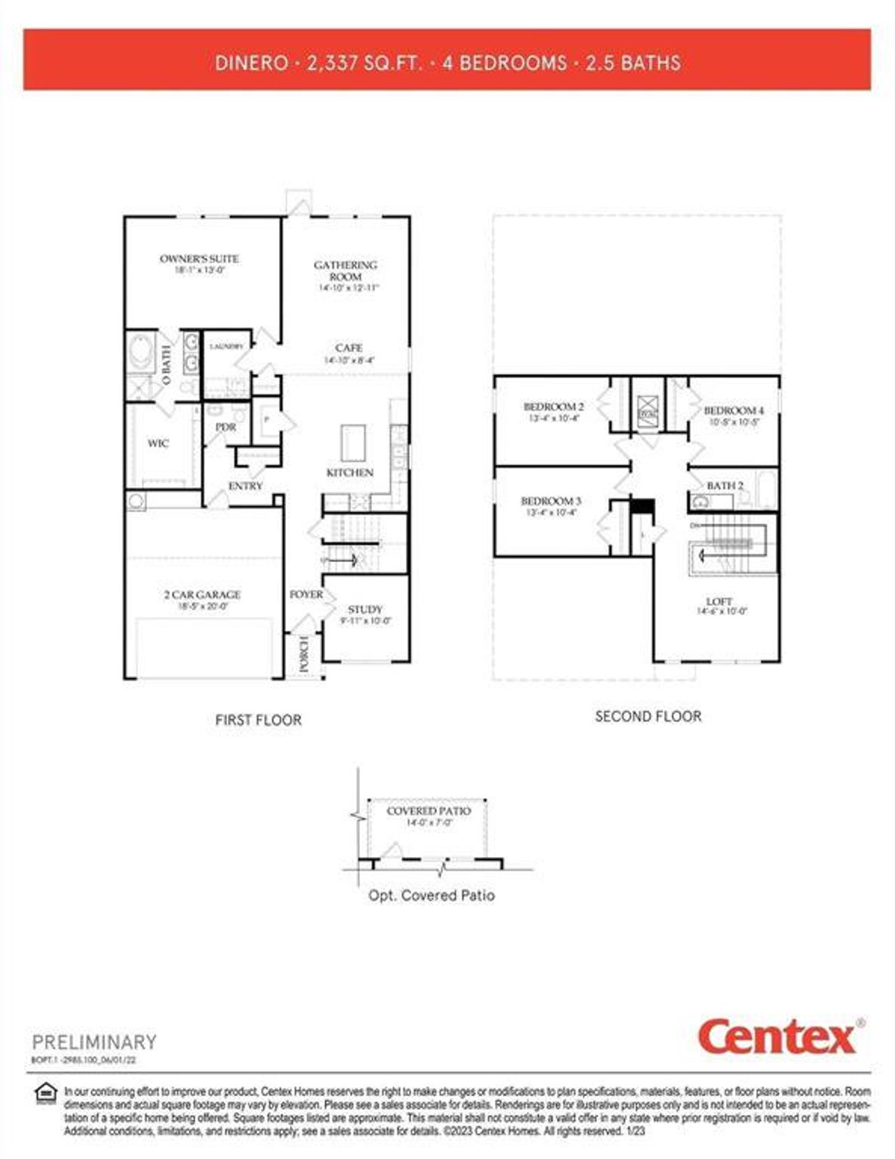 2D floor plan layout of this home in Myrtle Gardens, Magnolia, TX (Image 2).