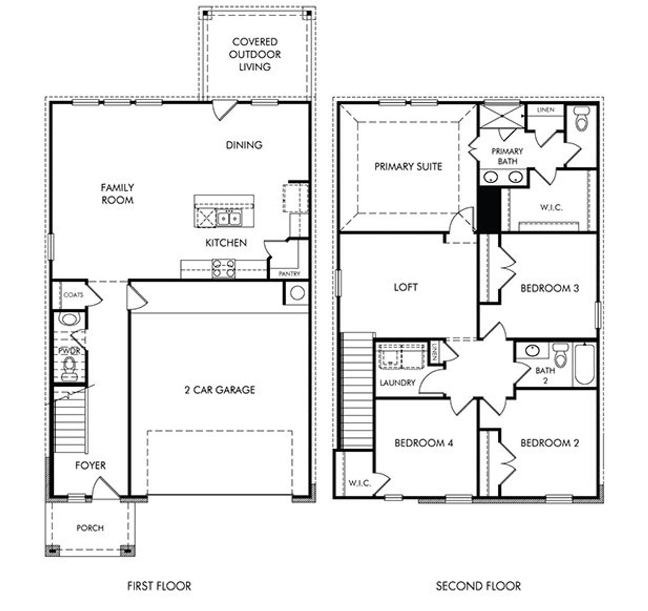 2D floor plan layout of this home in Pfennig Place, Pflugerville, TX (Image 2).