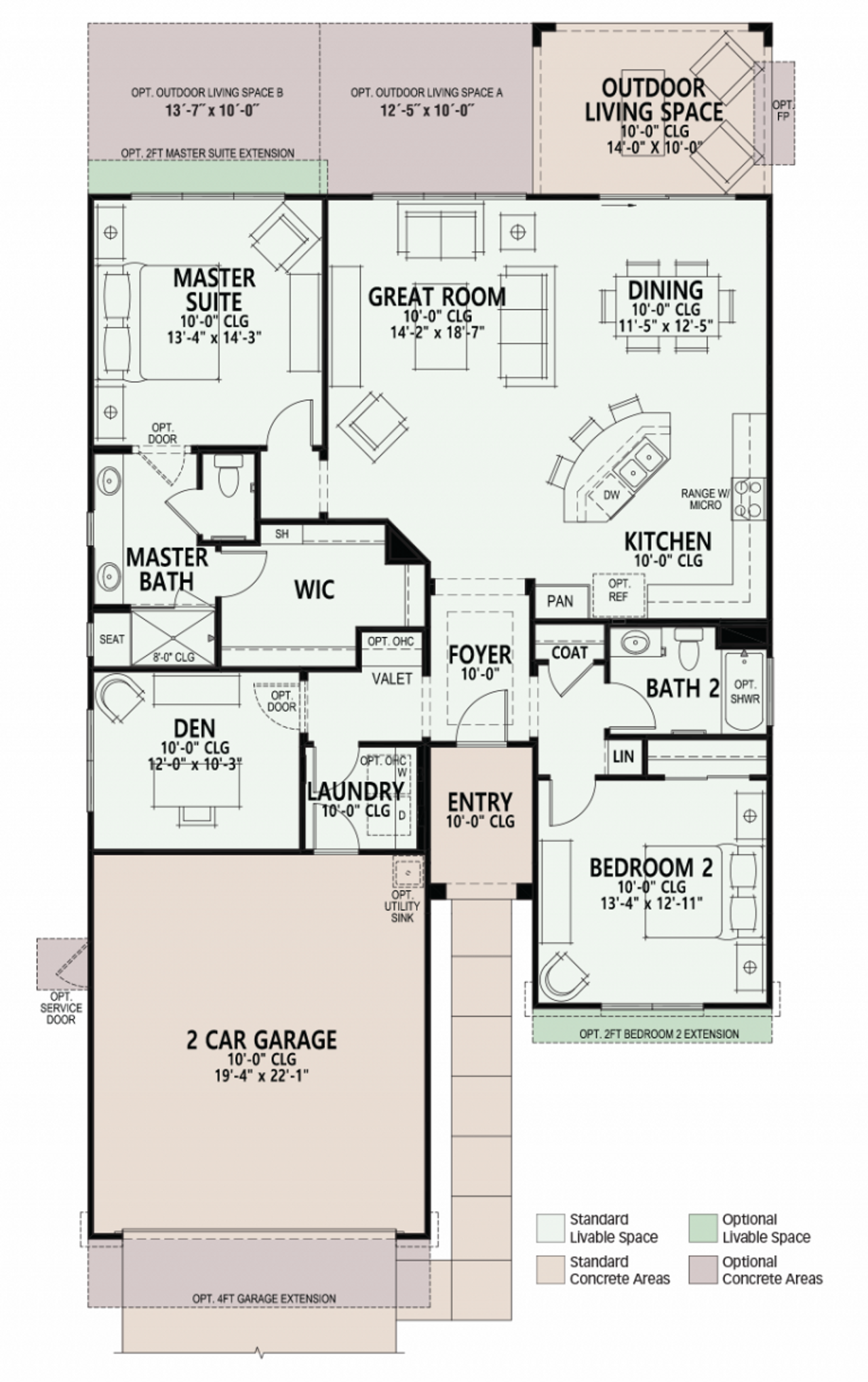 2D floor plan layout for the Montecito by Robson Resort Communities in Robson Ranch Texas, Denton, TX (Image 2).