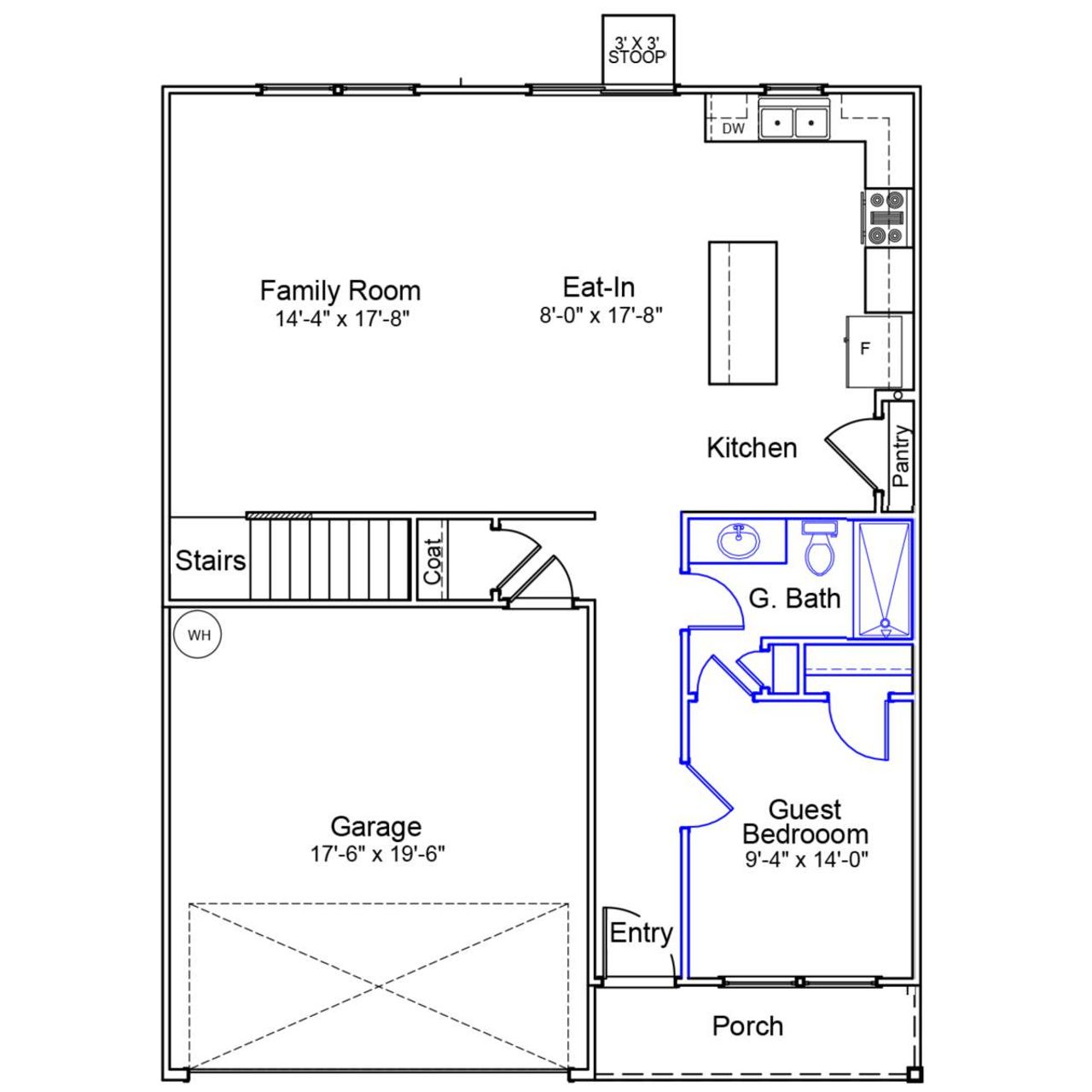 2D floor plan layout of this home in Golden Ridge, Youngsville, NC (Image 2).