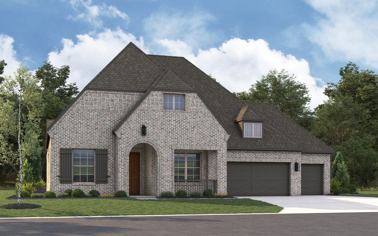 Representative exterior photo of a completed home built from the 5091 by Tradition Homes in Mosaic – 70′ Lots, Prosper, TX (Image 2).