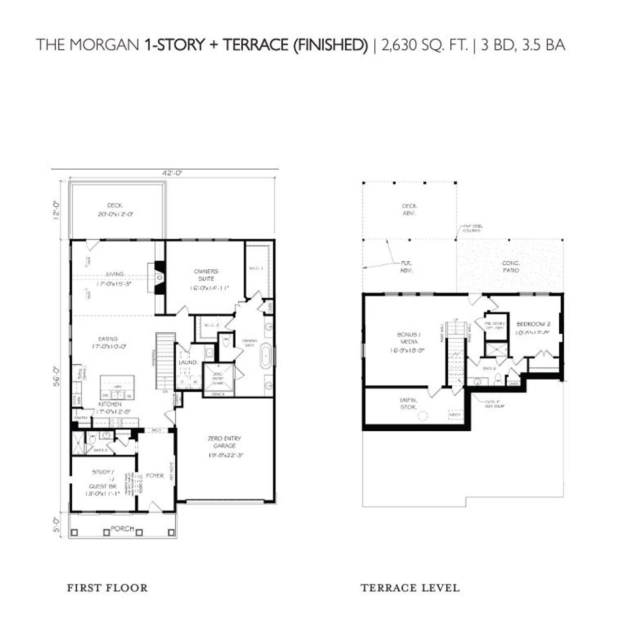 2D floor plan layout for the The Morgan by JW Collection in Lakeside at River Green, Canton, GA (Image 2).