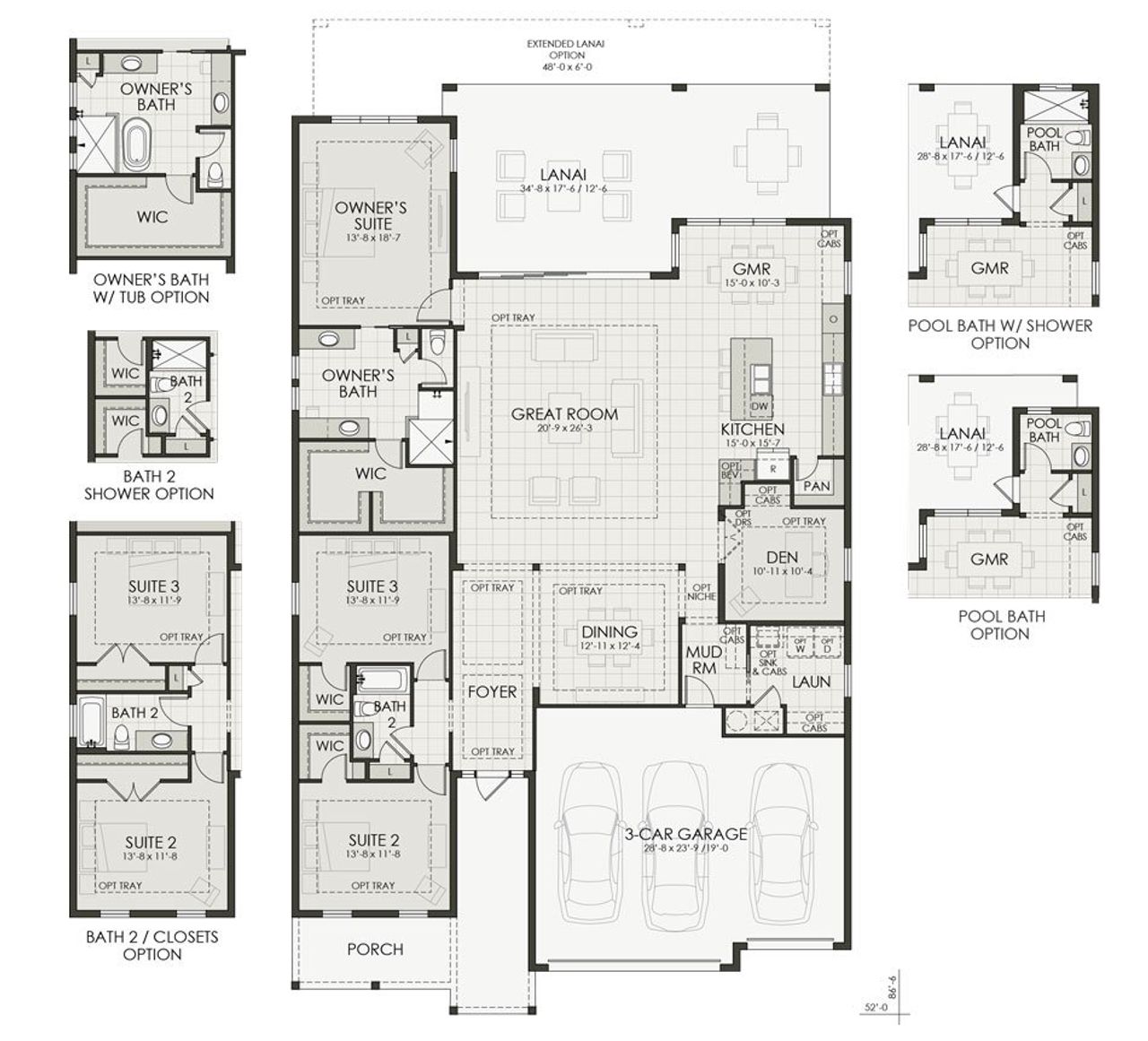 2D floor plan layout for the Outrigger by Homes by Towne in Shellstone at Waterside, Sarasota, FL (Image 2).