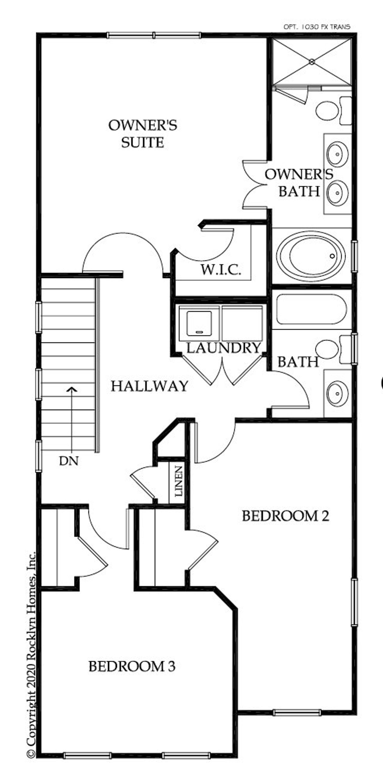 2D floor plan layout for the Maxwell by Rocklyn Homes in Spring Valley, Tucker, GA (Image 2).