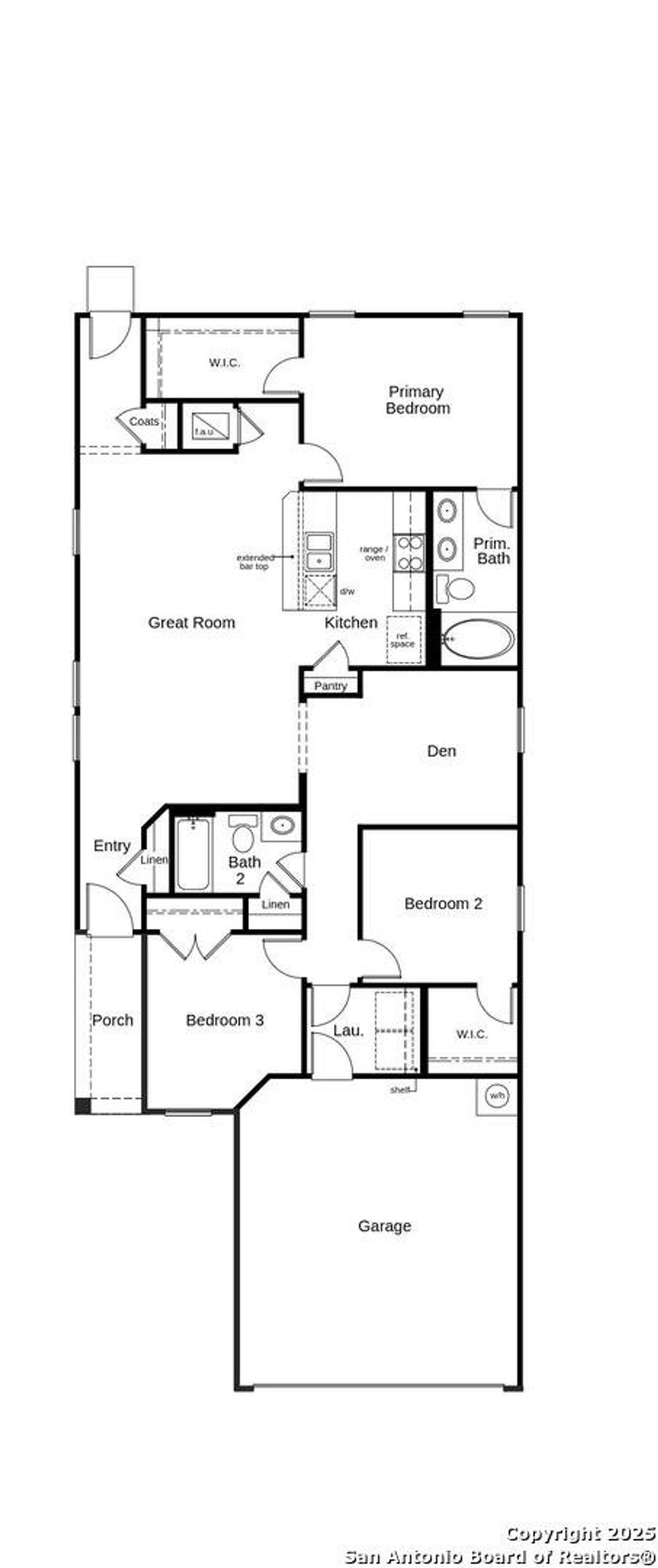 2D floor plan layout of this home in Woodside Farms, Seguin, TX (Image 2).