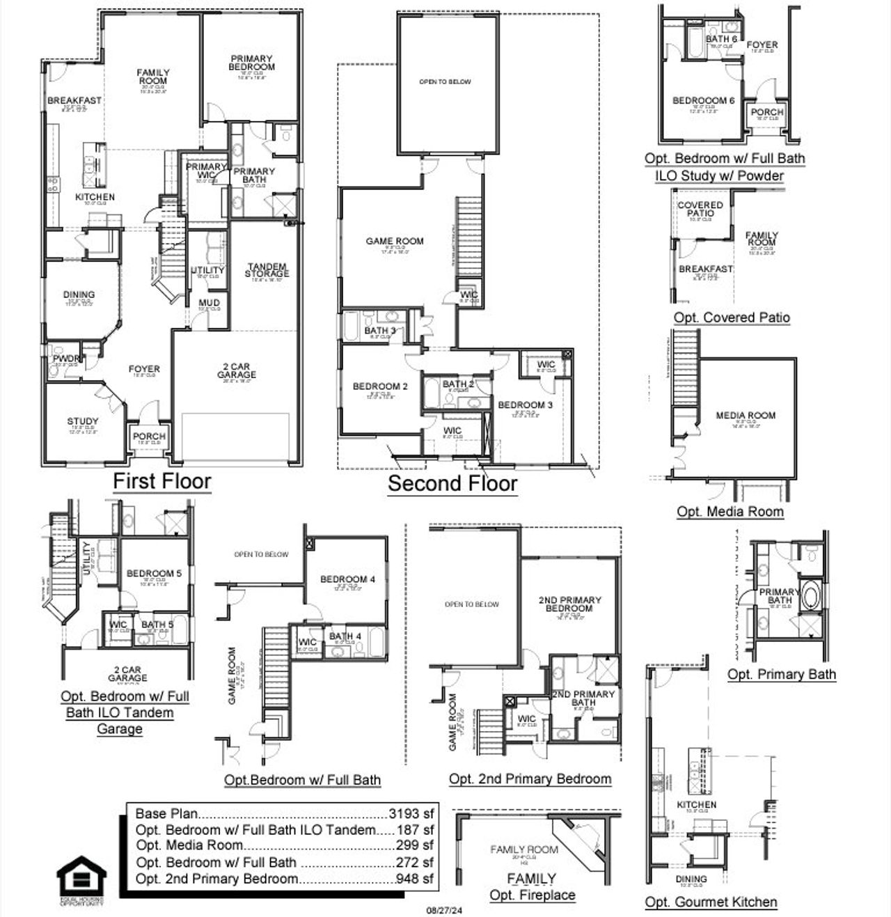 2D floor plan layout for the Normandy by Megatel Homes in Saint Tropez, Huffman, TX (Image 2). 2D floor plan layout for the Normandy by Megatel Homes in Saint Tropez, Huffman, TX (Image 2).