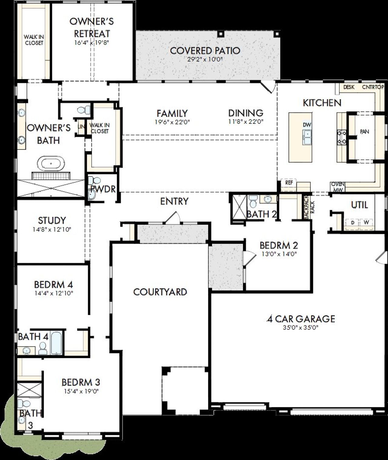 2D floor plan layout of this home in Suelo at Legado West, Queen Creek, AZ (Image 2).