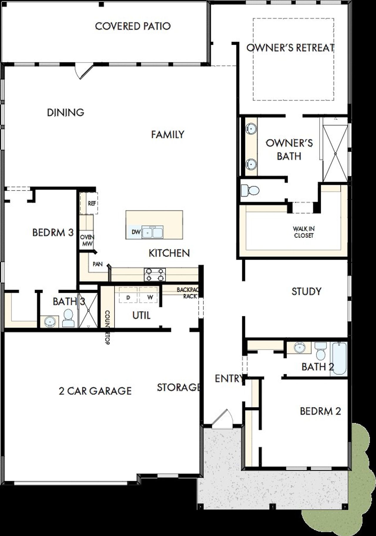 2D floor plan layout of this home in Hardy Pond, Rock Hill, SC (Image 2).